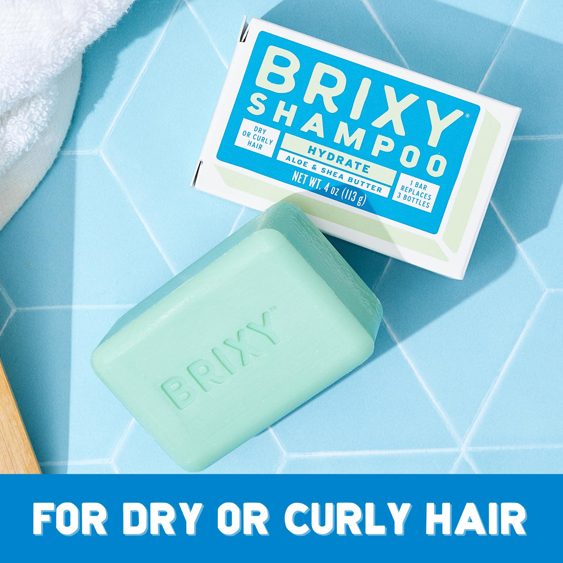 BRIXY Hydrating Shampoo Bar For Dry Or Curly Hair | Aloe, Shea Butter, & Avocado Oil | Ceramide & Niacinamide Support The Moisture Barrier | pH Balanced, Color Safe, Vegan, Plastic Free