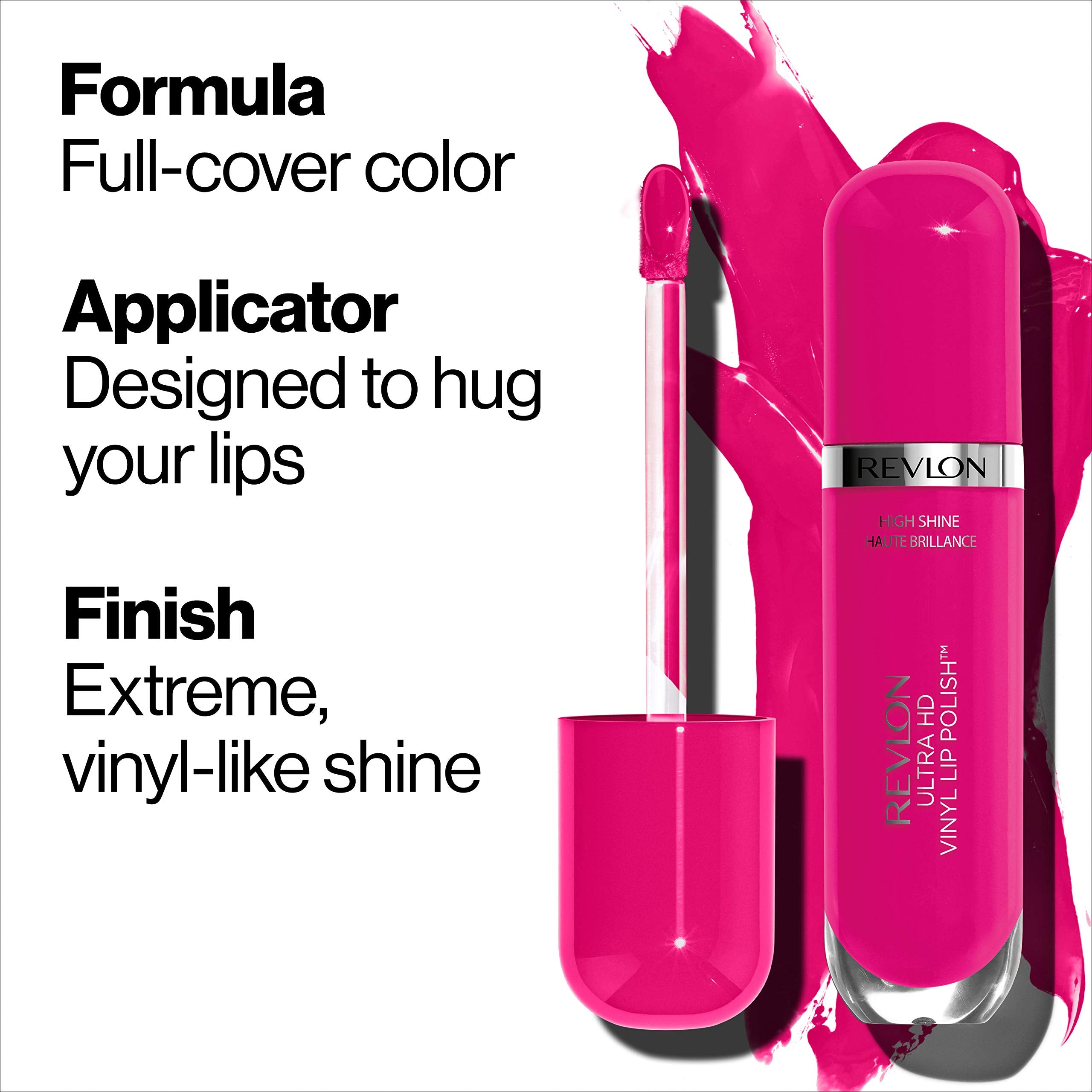 Revlon Ultra HD Vinyl Lip Polish, Liquid Lipstick, Cherry On Top, Cherry Red Gloss, 0.2 Fluid Ounce