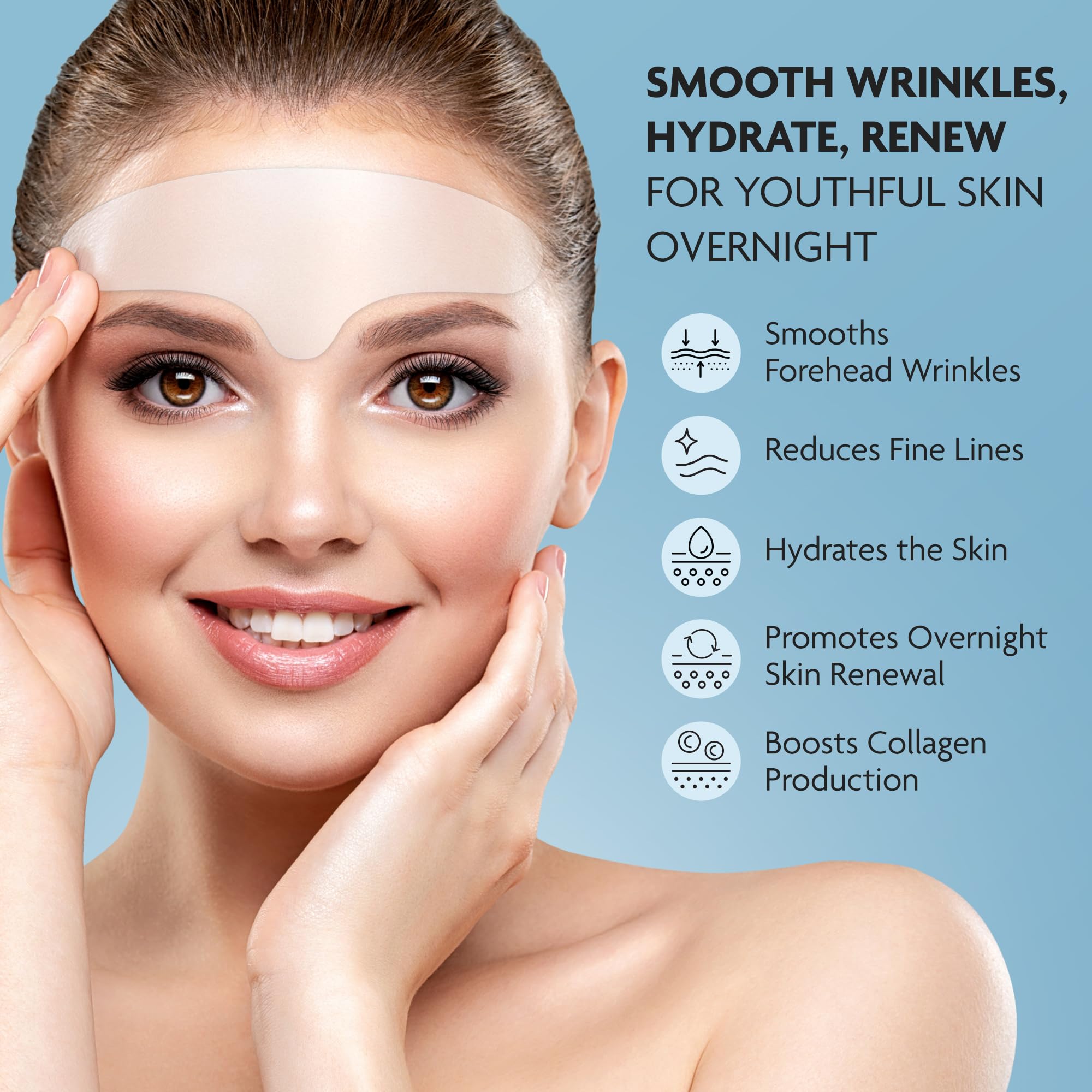 Dersie Silicone Forehead Wrinkle Patches: Reusable Silicone Anti Wrinkle Patches - Forehead Wrinkles Treatment - Overnight Use for Best Results - 3 Patches