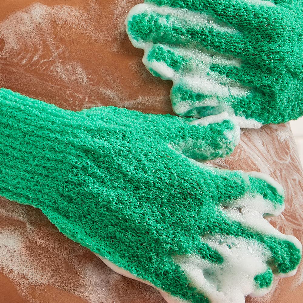 Cleanlogic Bath and Body Exfoliating Stretch Bath/Shower Gloves Assorted Colors, 3 Pair - 9 Count