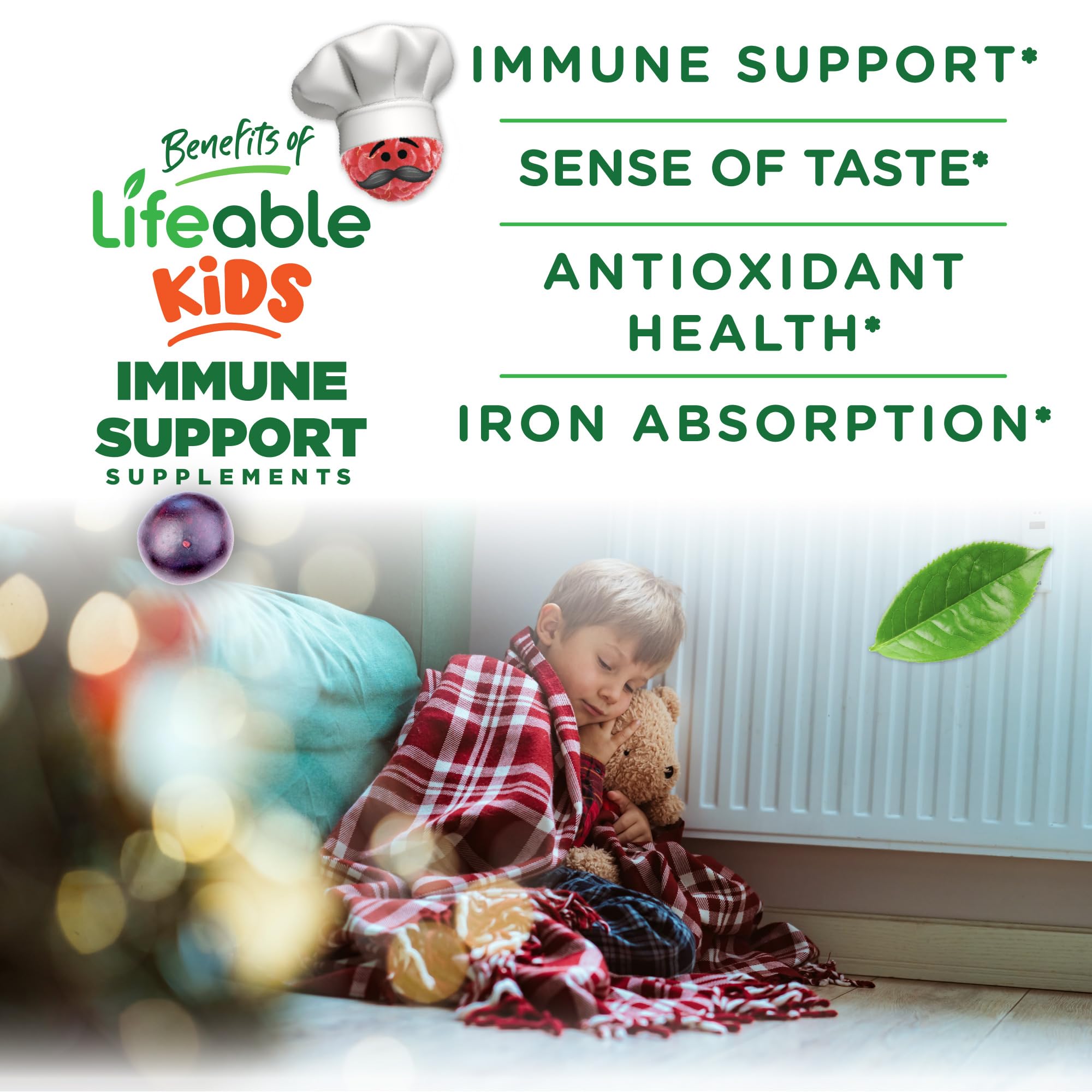 Lifeable Kids Immune Support Gummies | Elderberry Vitamin C and Zinc | Great Tasting Immune Support Supplement Elderberry Gummies for Kids | Kids Elderberry Gummies for Boys, Girls | 90 Gummies