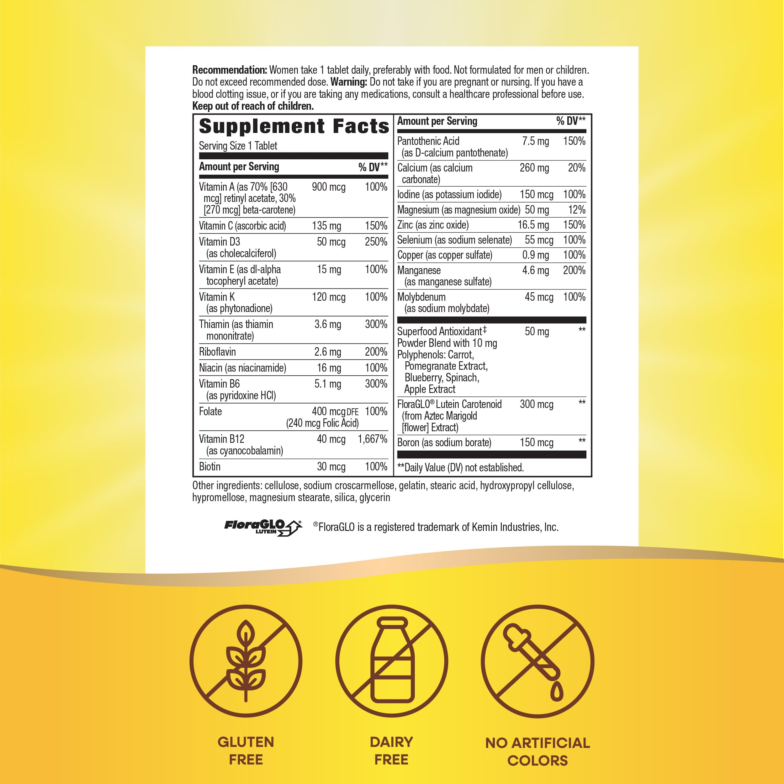 Nature's Way Alive! Women's 50+ Complete Multivitamin, Supports Healthy Heart, Brain, Bones*, Superfood Antioxidants**, B-Vitamins, Gluten Free, 130 Tablets (Packaging May Vary)