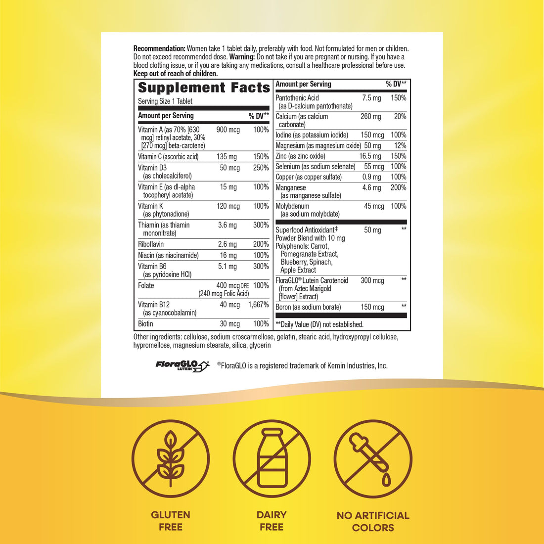 Nature's Way Alive! Women's 50+ Complete Multivitamin, Supports Healthy Heart, Brain, Bones*, Superfood Antioxidants**, B-Vitamins, Gluten Free, 130 Tablets (Packaging May Vary)