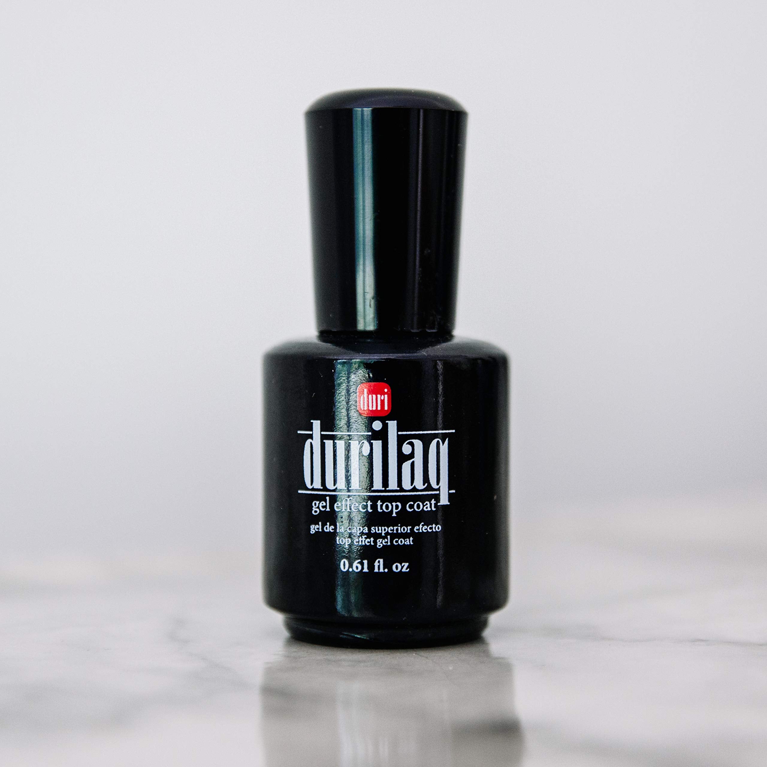 duri Nail Polish, Durilaq Gel Effect Top Coat, Glossy, Fast Drying and Long Lasting Gel Like Look, .61 fl.oz. 18 ml.