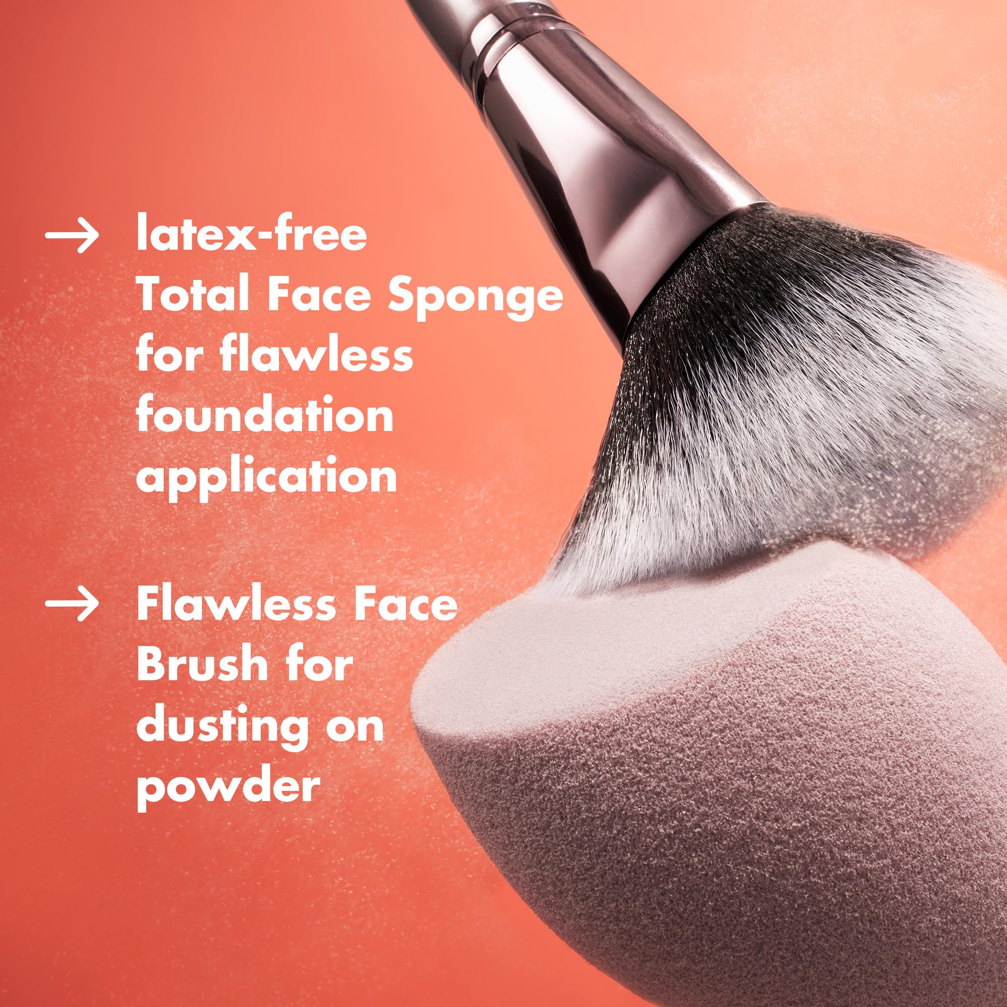 e.l.f. Cosmetics Complexion Brush & Sponge Duo, 2-Step Face Sponge & Makeup Brush Kit For Creating A Flawless Complexion, Great For Liquid Foundation