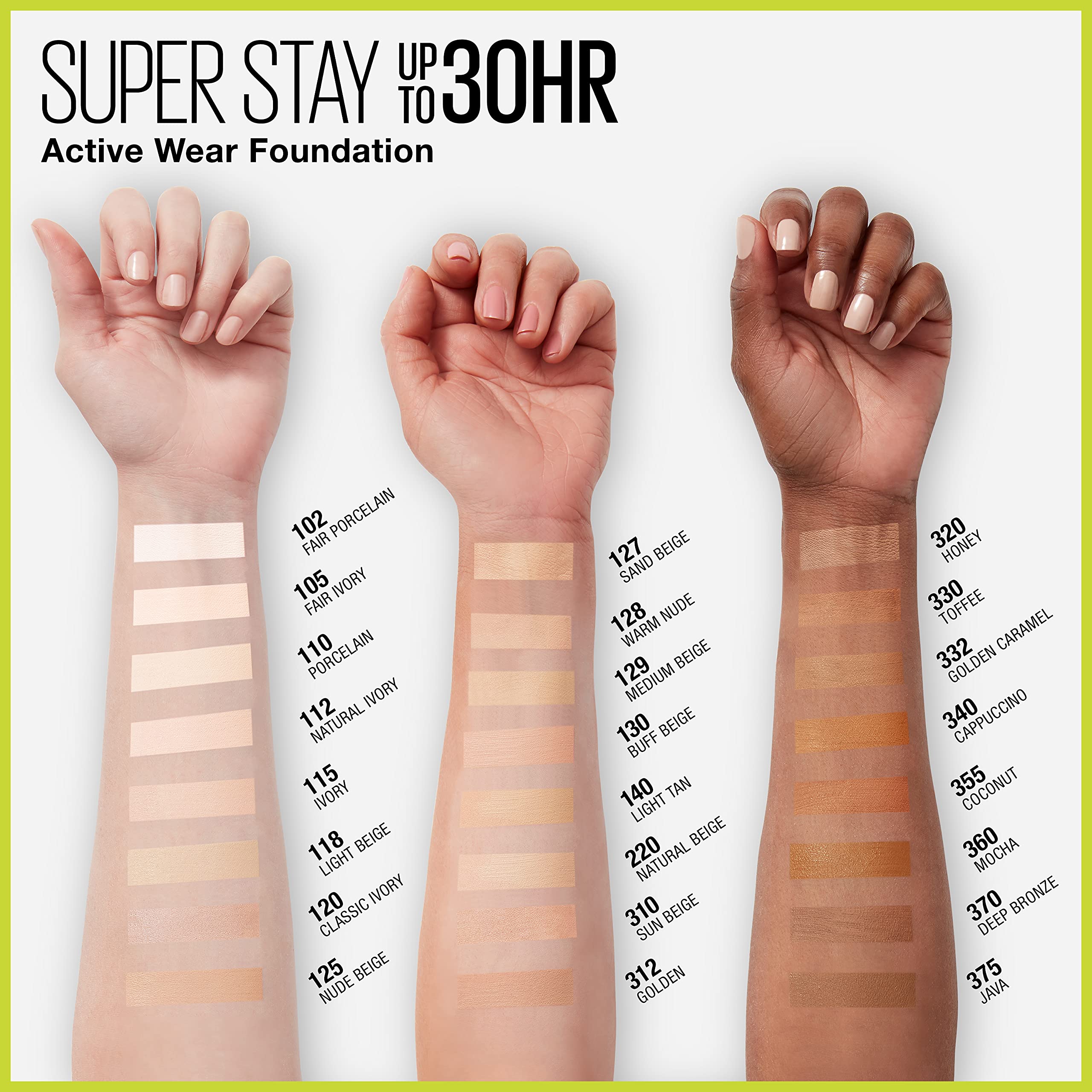 Maybelline Super Stay Full Coverage Liquid Foundation Active Wear Makeup, Up to 30Hr Wear, Transfer, Sweat & Water Resistant, Matte Finish, Mocha, 1 Count