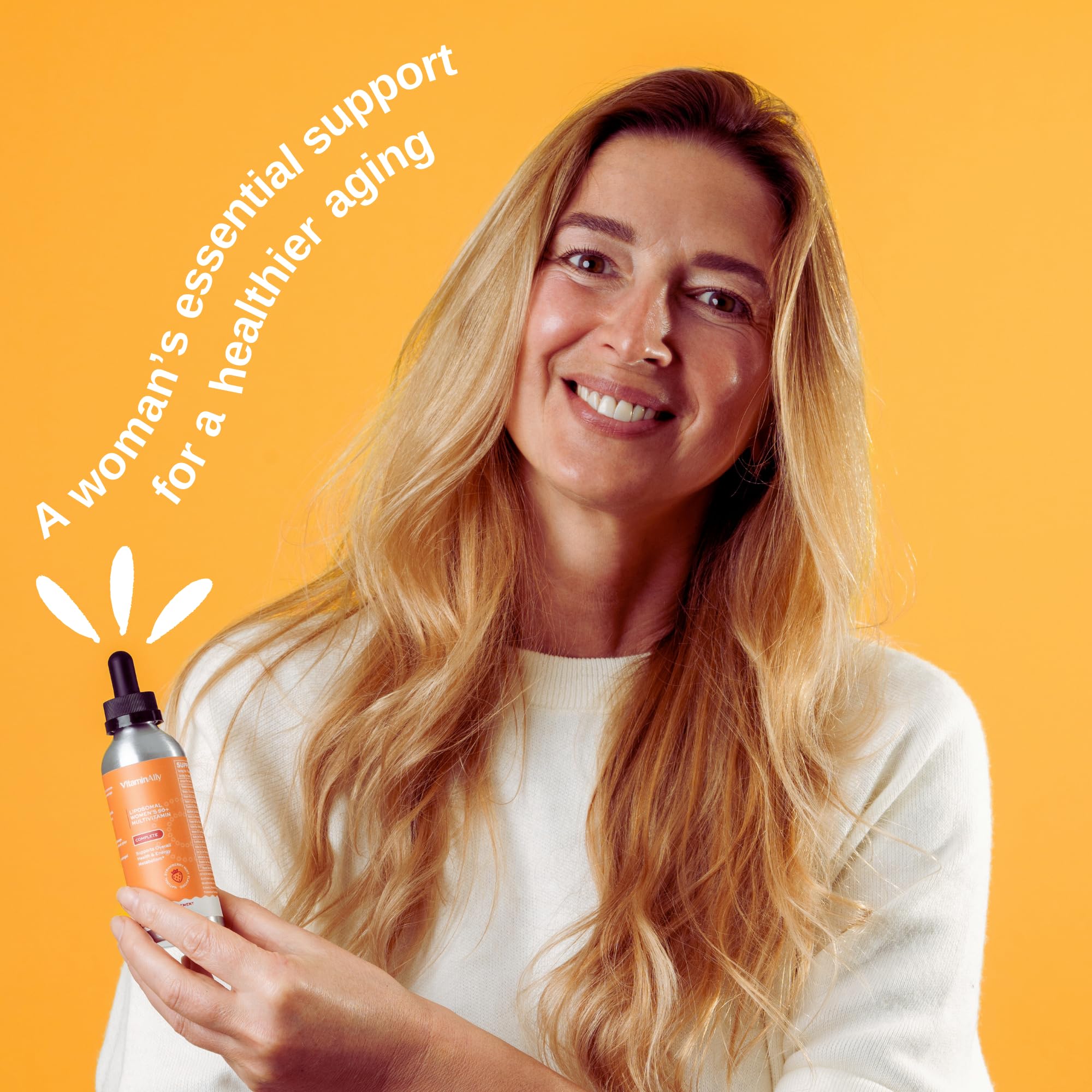 Vitaminally Liposomal Women's 50+ Liquid Multivitamin Drops | Non-GMO | Sugar Free | Supports Immunity, Overall Health and Energy | 30 Day Supply | 3 FL Oz (Natural Strawberry Flavor)