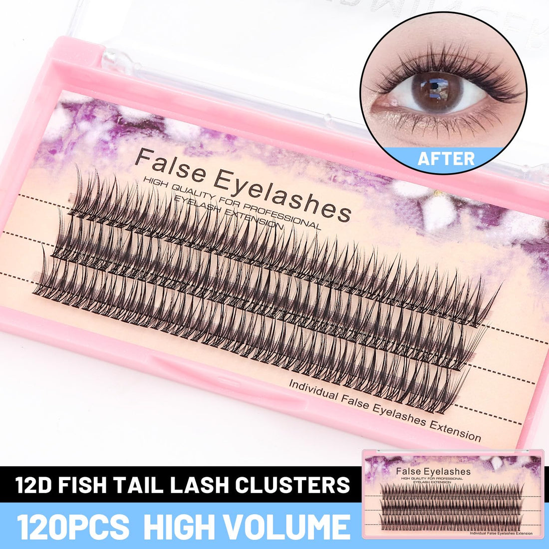 Scala 120pcs 8mm/10mm/12mm/14mm/16mm to Choose Fish Tail Design 0.1 C Curl 3D Individual Mink False Eyelashes Extension Soft Black Fake False Eye Lashes (10mm)