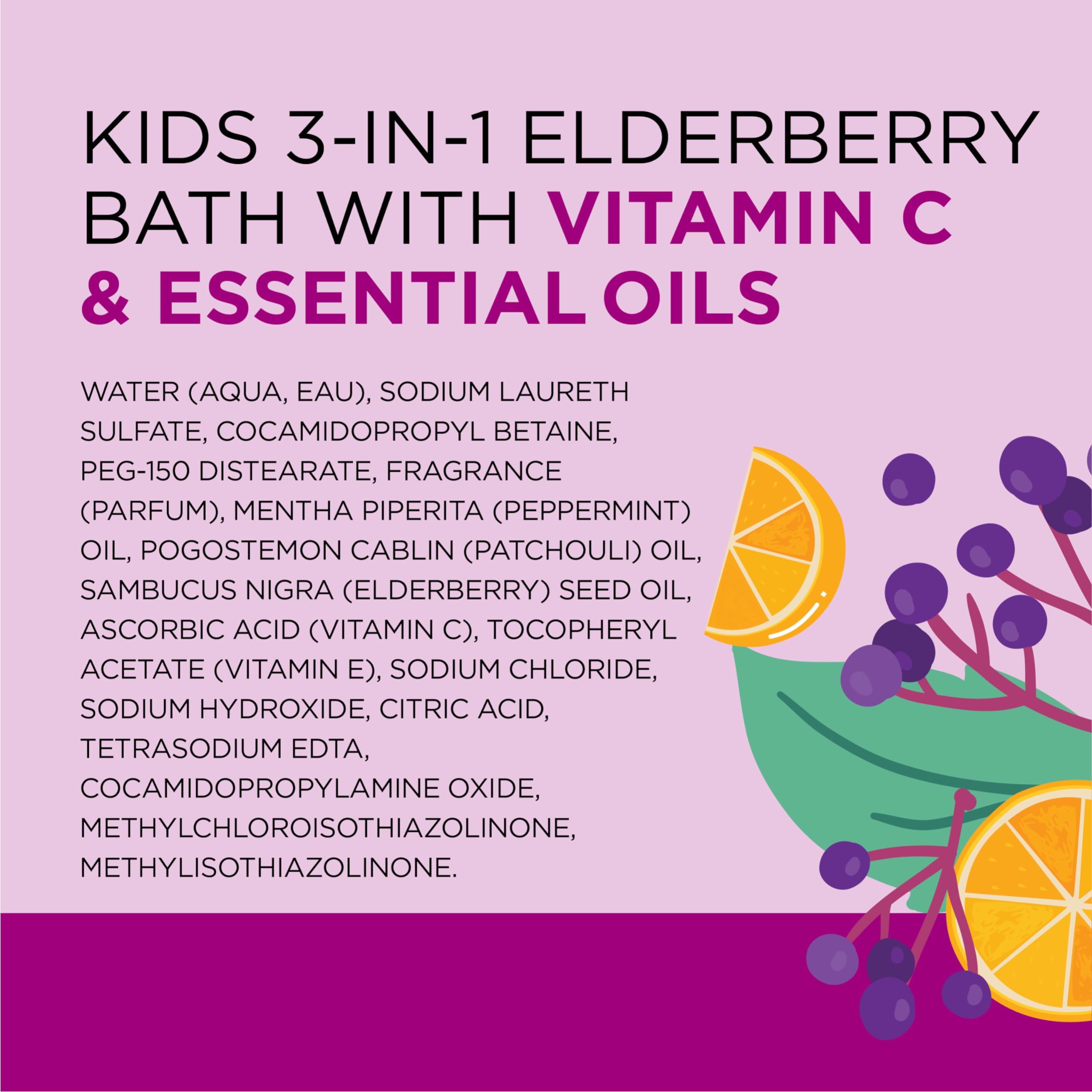 Dr Teal's Kids 3-in-1 Elderberry Bath: Bubble Bath, Body Wash & Shampoo, 20 fl oz.