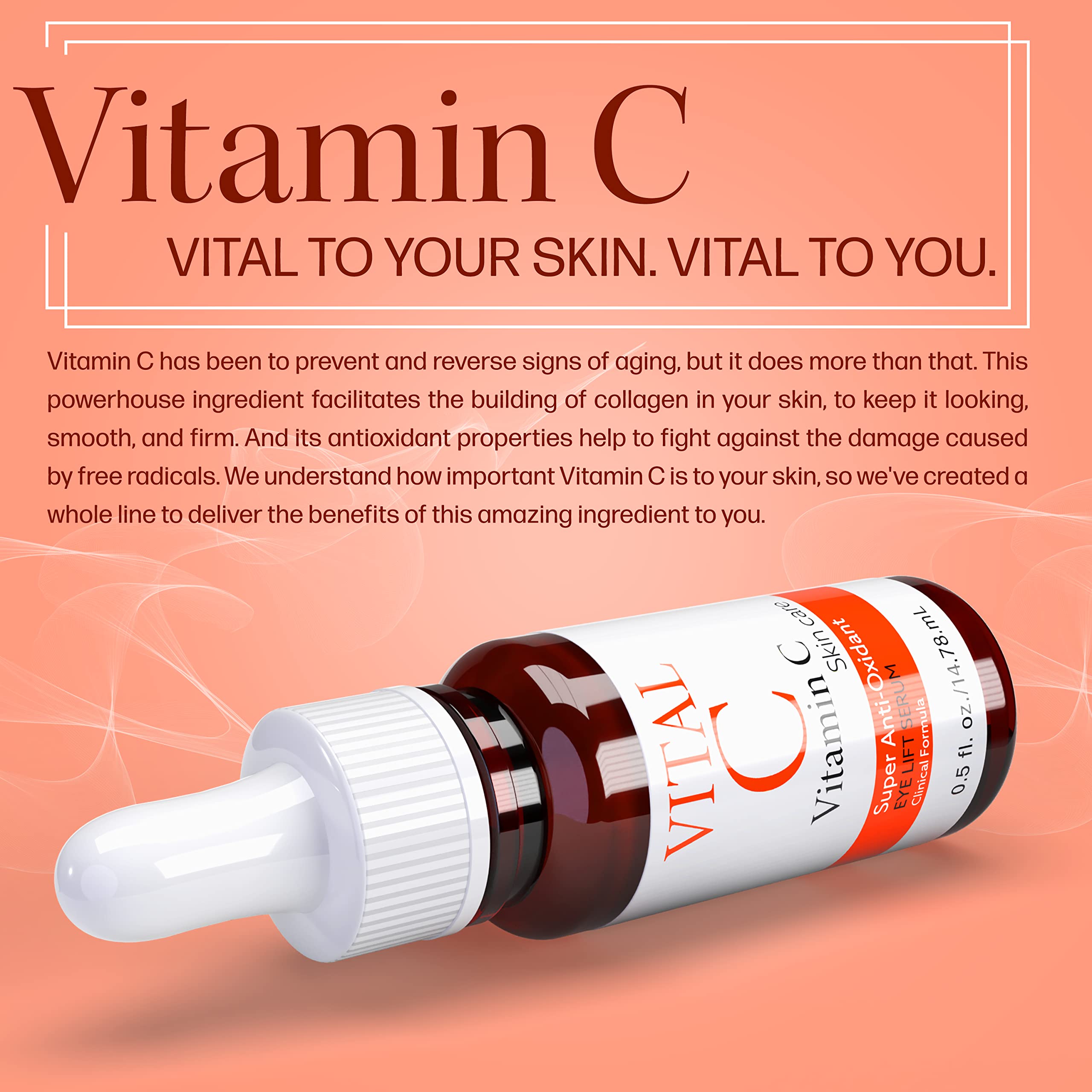 Vital-C Vitamin C Serum for Eyes, 0.5 oz | Anti Aging & Anti Wrinkle | Light Moisturizer | Skin Brightening & Firming | Boosts Collagen | Anti Oxidant Rich