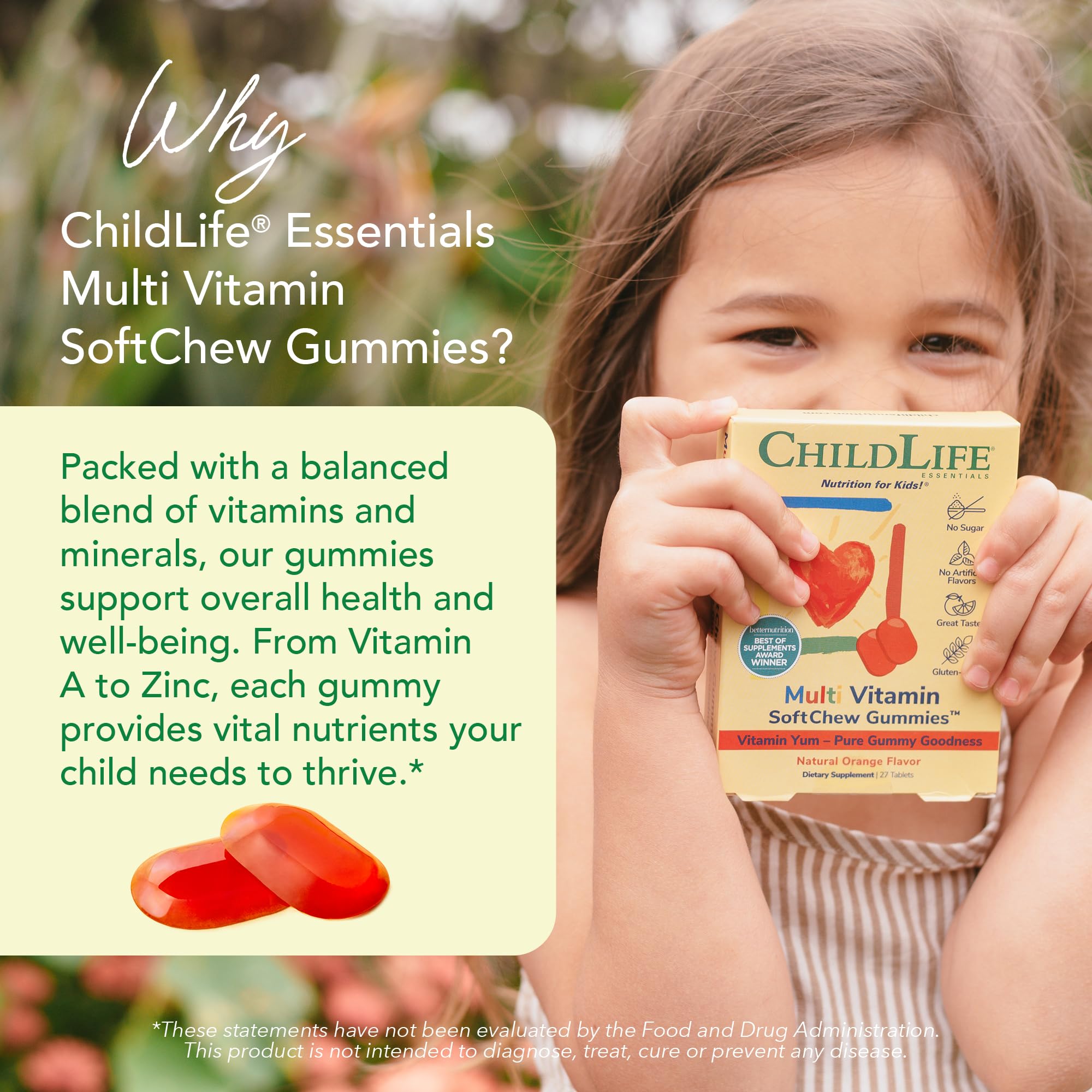 CHILDLIFE ESSENTIALS Kids Multivitamin SoftChew Gummies - Kids Vitamins, Multivitamin for Kids, Multivitamin Gummies, Toddler Vitamins, Kids Chewable Vitamin, Sugar Free - Natural Orange, 27 Tablets