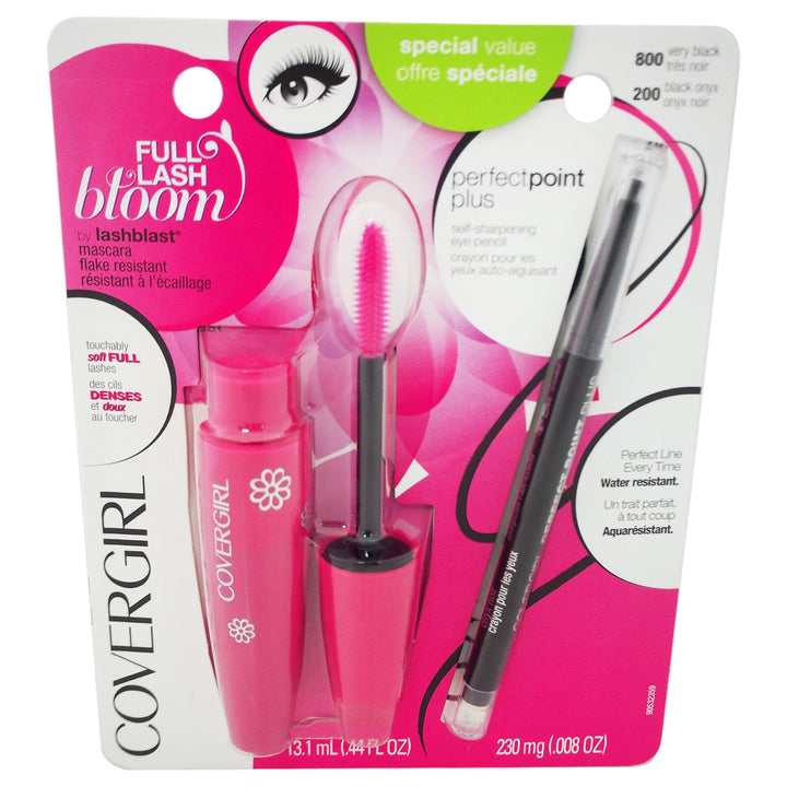 CoverGirl Blast Full Lash Bloom Mascara Very Black/Perfect Point Plus Eye Liner, Black Onyx, Value Pack