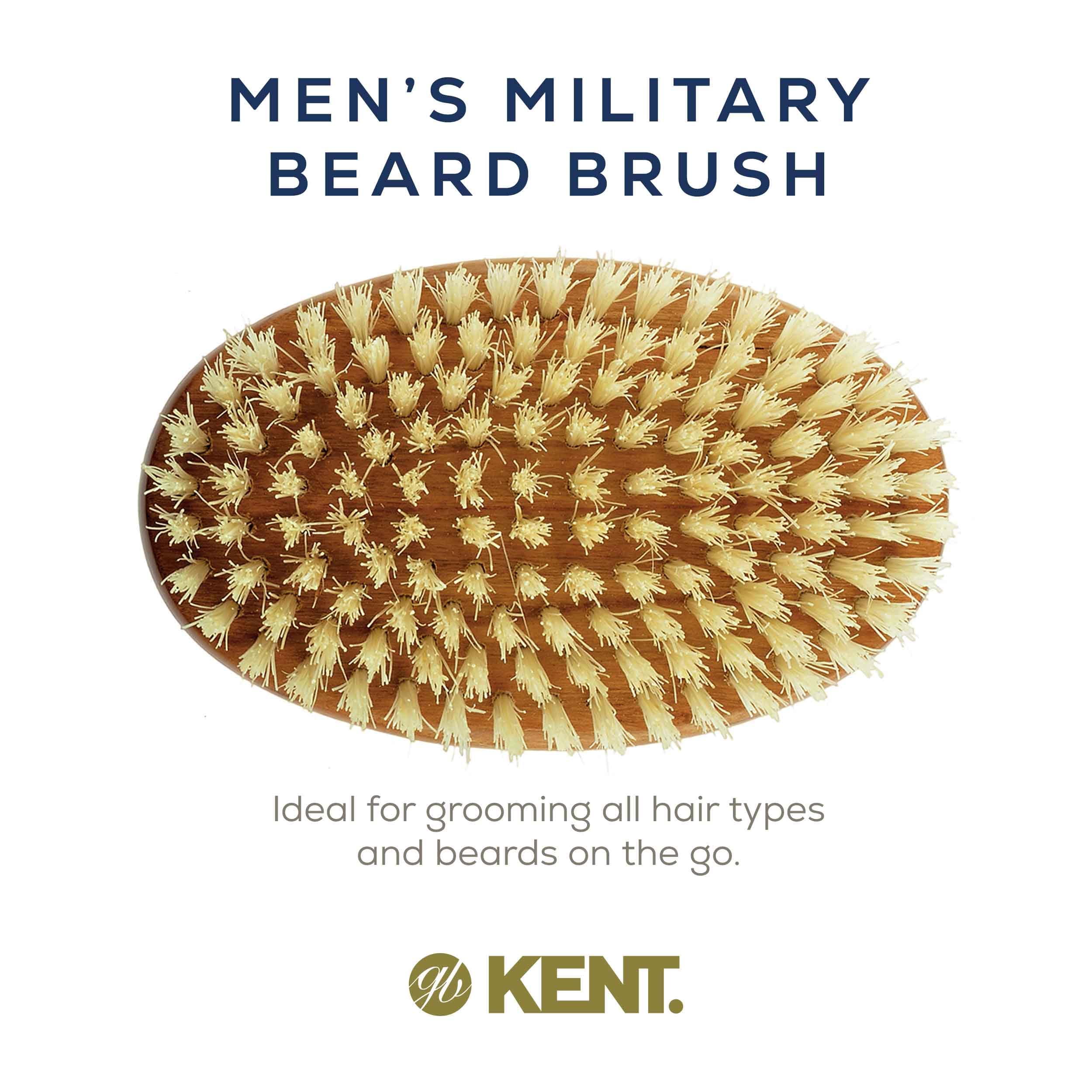 Kent BB Finest Men's Beard Brush - Beechwood Oval-Shaped Palm Grip With Durable and Sophisticated Pure White Boar Bristles Perfect Gift For Men, Unparalleled Craftsmanship, Made In The UK.