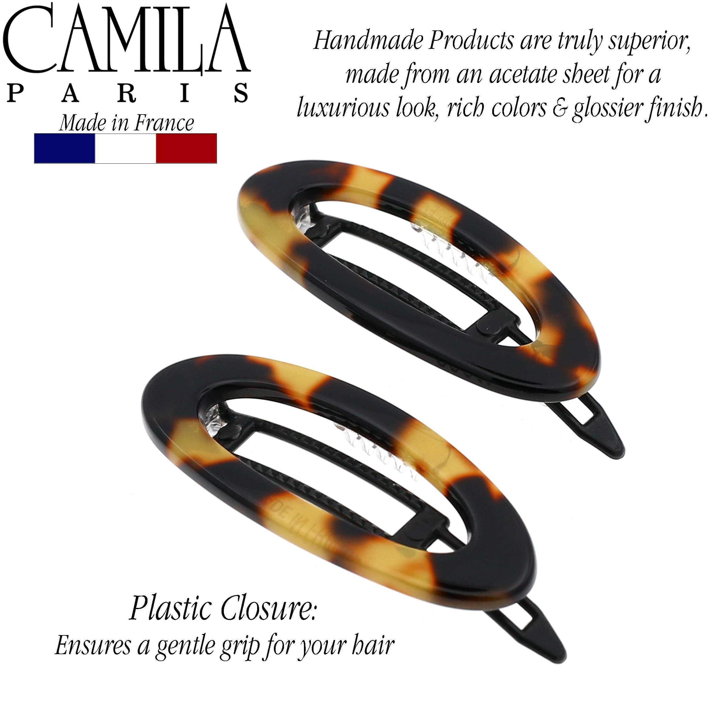 Camila Paris Cp1993/2 French Hair Accessories For Women (2) Hair Slides, Handmade. Strong Hold/No Slip Grip And Durable Styling Girls Hair Ornaments. Made In France