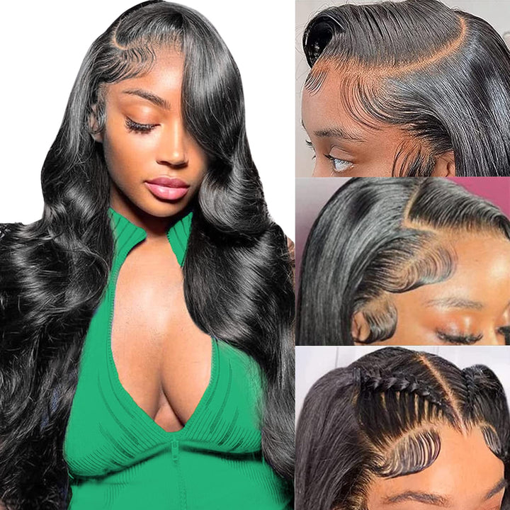 MUZOJET Human Hair Wigs for Women HD Body Wave Lace Front Wigs Human Hair 13x6 Lace Front Wigs Human Hair Pre Plucked 180 Density 10A Glueless Wigs Pre Plucked hair replacement wigs 28 Inch