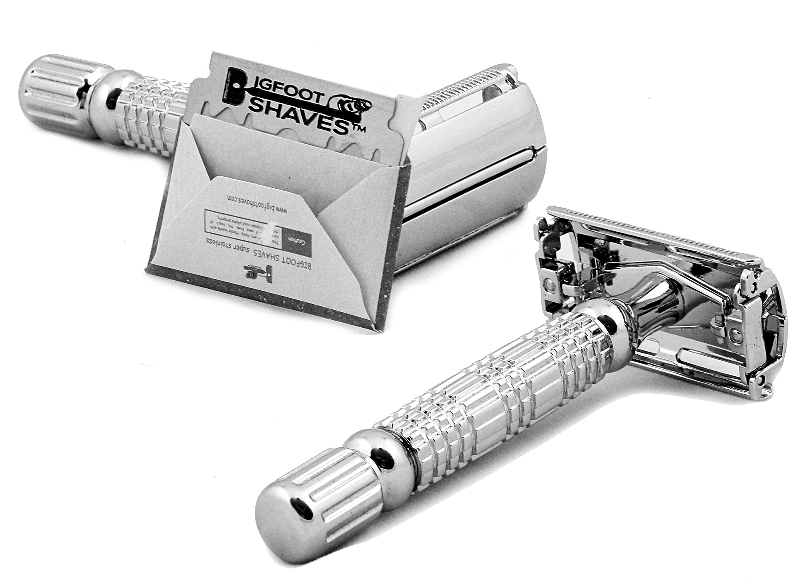 Double Edge Razor by Bigfoot Shaves + 10 Swedish Stainless Steel Safety Razor Blades, Heavy Duty, Best Gift for Men - On Sale Now!