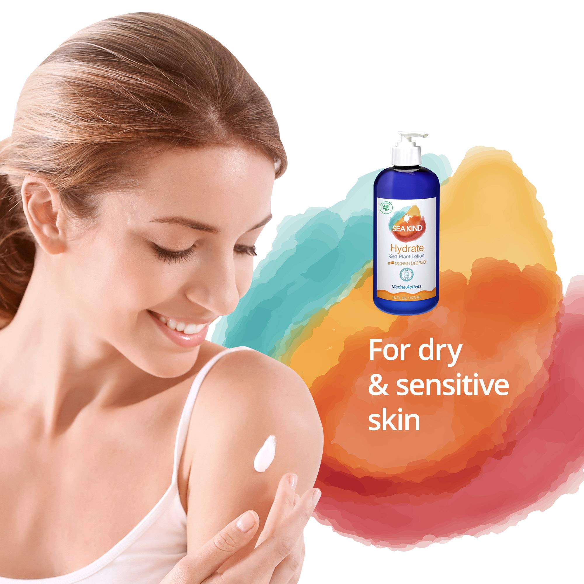 Sea Kind All Natural Hydrate Sea Mist Sea Plant Hand and Body Lotion for Women and Men, Essential Oil Scent, 16 Fl Oz, Non Comedogenic, Vegan Moisturizer for Dry and Sensitive Skin, No Parabens