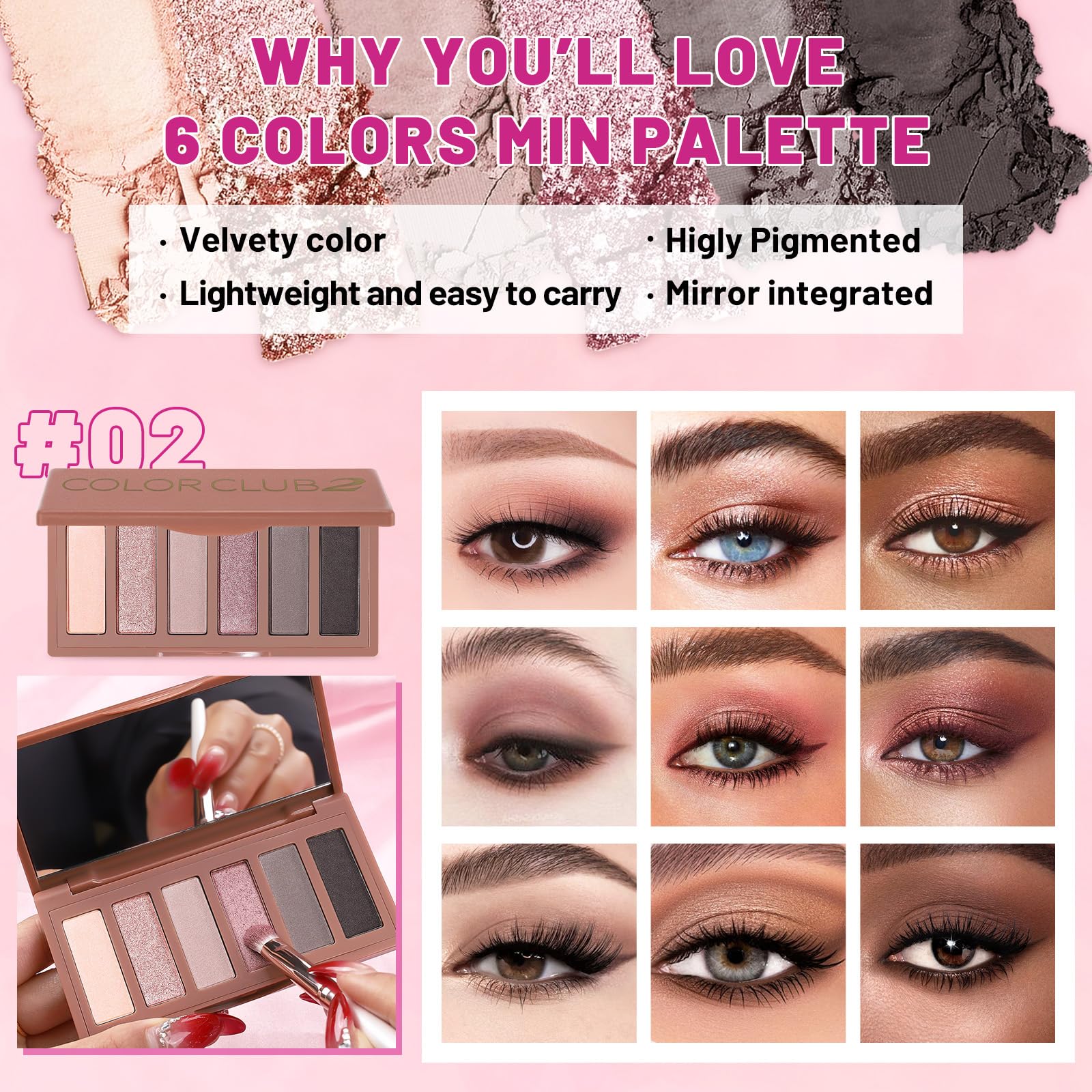 Makeup Kit for Women Full Kit All In One Make up Gift Set for Teens Girls Including 6 Colors Mini Naked Eyeshadow Palette, Cream-To-Powder Matte Face Blush, Waterproof Eyeliner, 2PCS Brushes 02