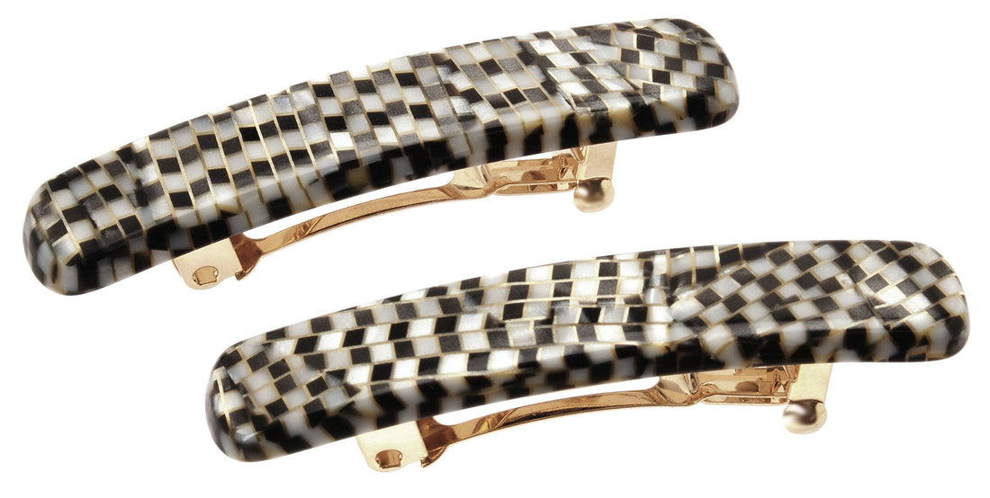 Opera Silver : France Luxe Mini Rectangle Barrette Pair - Opera Silver