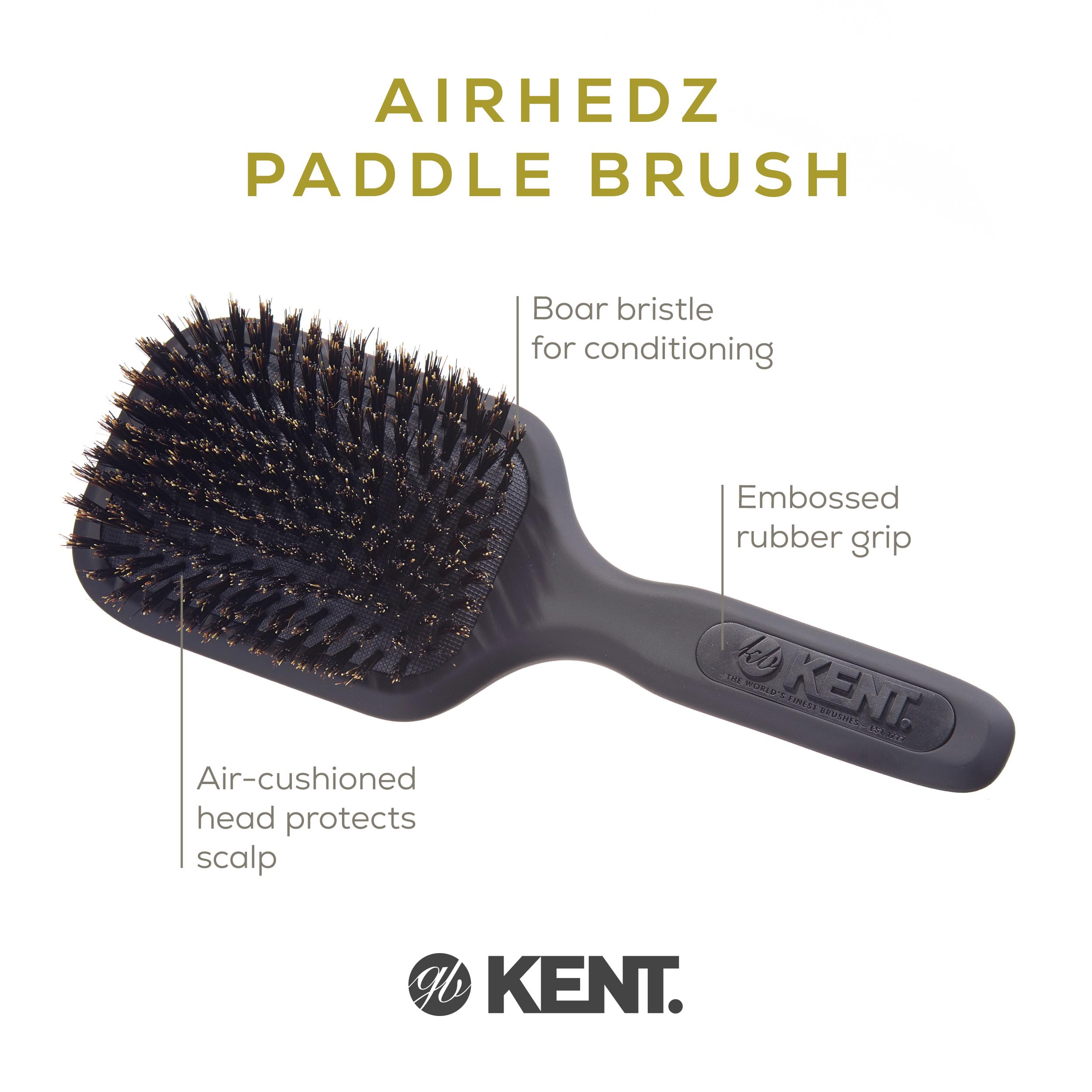 Kent Airhedz Smoothing and finishing Hair Brush, (Color May Vary)