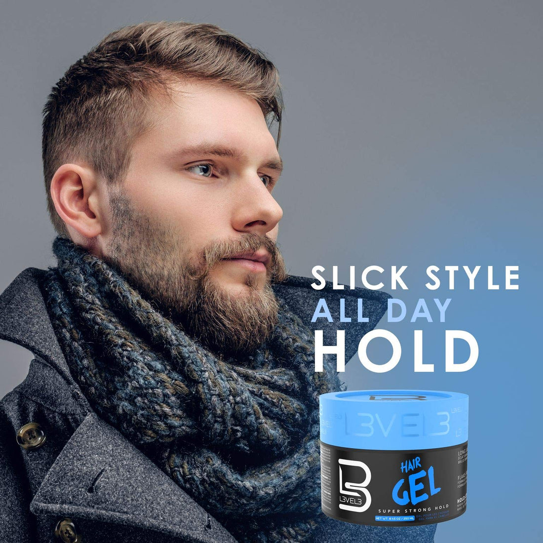 Level 3 Hair Gel - Super Strong Hold - Flake Free - Long Lasting Shine L3 - For Men and Women - Level Three Gel - Add Volume and Texture (1000 ML)