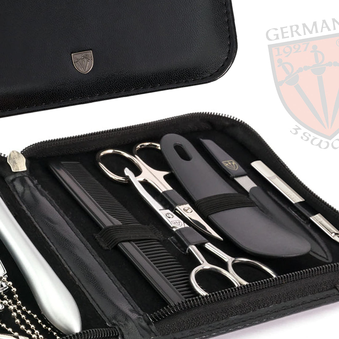THREE SWORDS - Exclusive 12-Piece MANICURE - PEDICURE - GROOMING - NAIL CARE set / kit / case - basic-standard quality (633514)