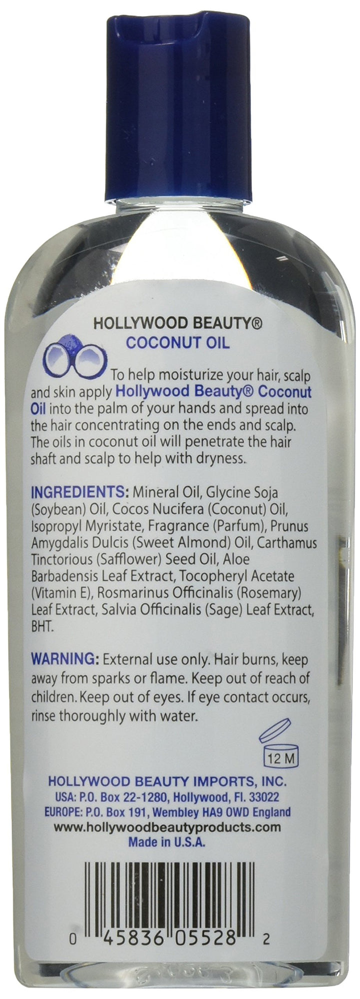 Hollywood Beauty Coconut Oil Moisturizes Hair and Skin, 8 Ounce