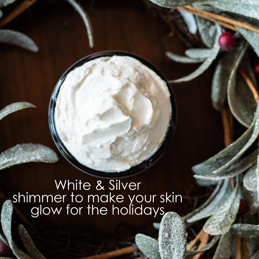 Shimmer Body Lotion with a Frosty Christmas Scent | Christmas Lotion Limited Edition with Organic Shea Butter | Body Butter for Women with Body Glitter | Christmas Skin Moisturizer