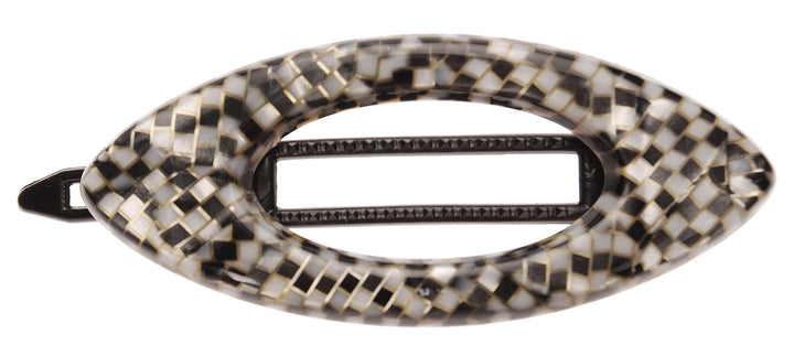 Opera Silver : France Luxe Mini Cutout Oval on Plastic Tige Boule Barrette - Opera Silver