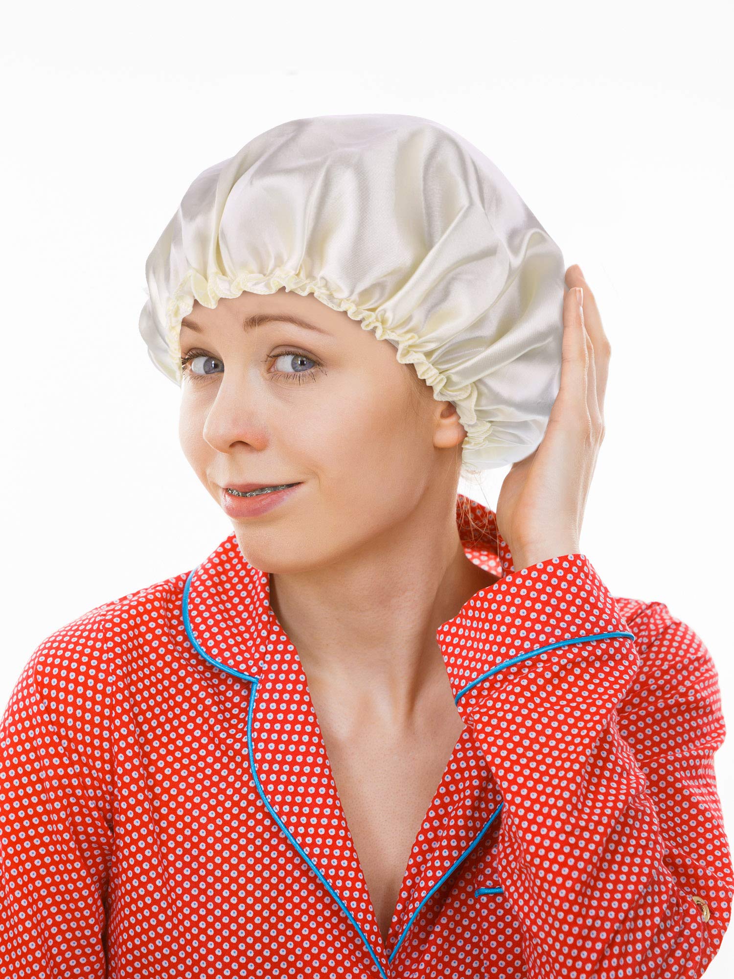 Blulu 3 Pieces Sleep Cap Satin Bonnet Night Head Cover Sleeping Soft Hair Turbans for Women and Girls (Style Set 1)