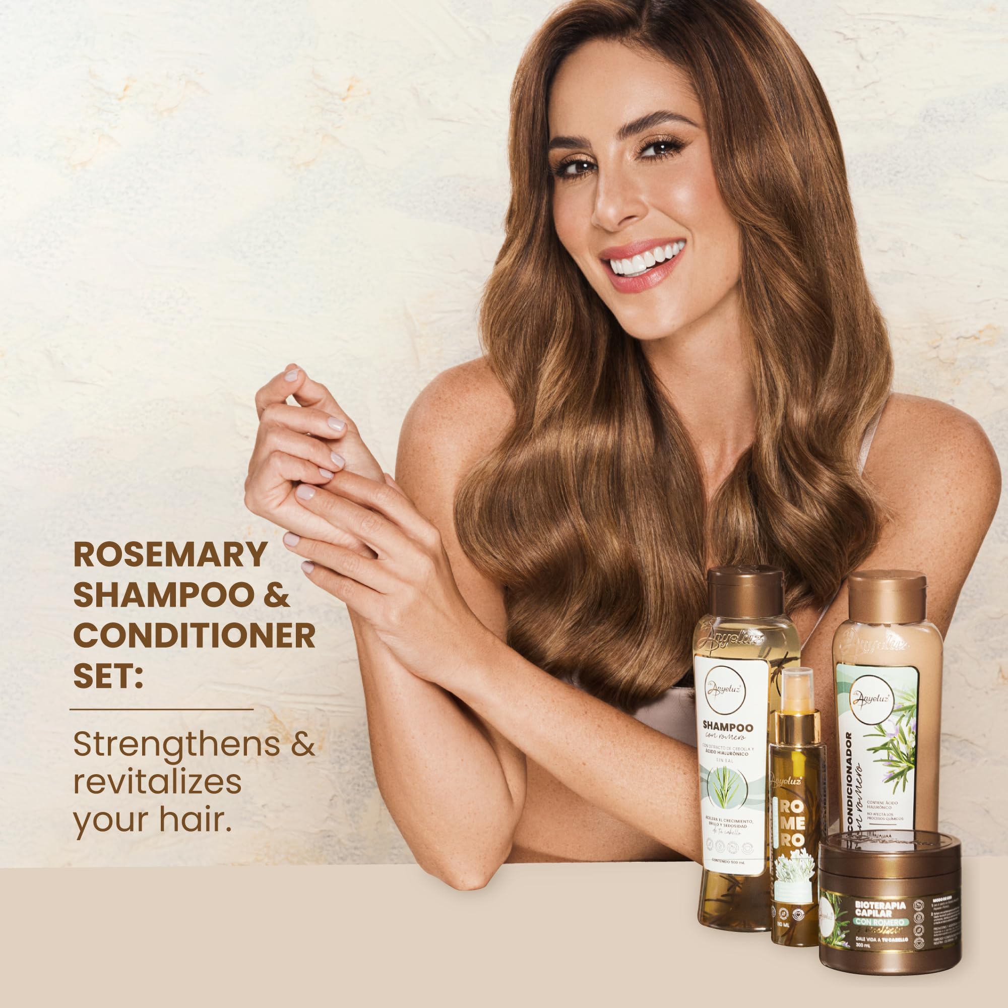 ANYELUZ Rosemary Shampoo and Conditioner Set - With Hyaluronic Acid and Natural Extracts, Strengthens and Hydrates Hair for Shine and Vitality