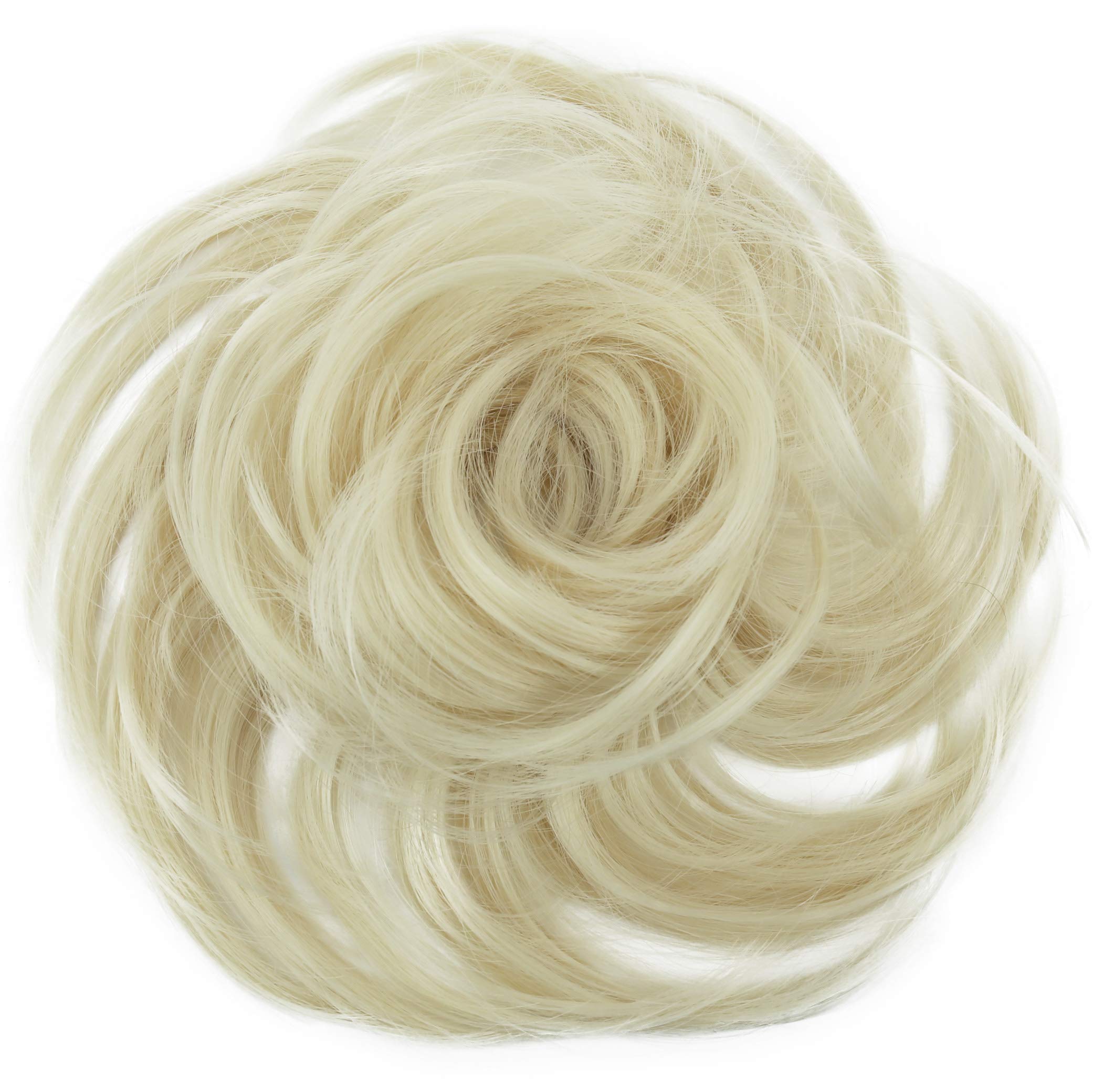bleach blonde 613 : PRETTYSHOP Scrunchie Bun Up Do Hair piece Hair Ribbon Ponytail Extensions Wavy Curly or Messy Various Colors( bleach blonde 613)