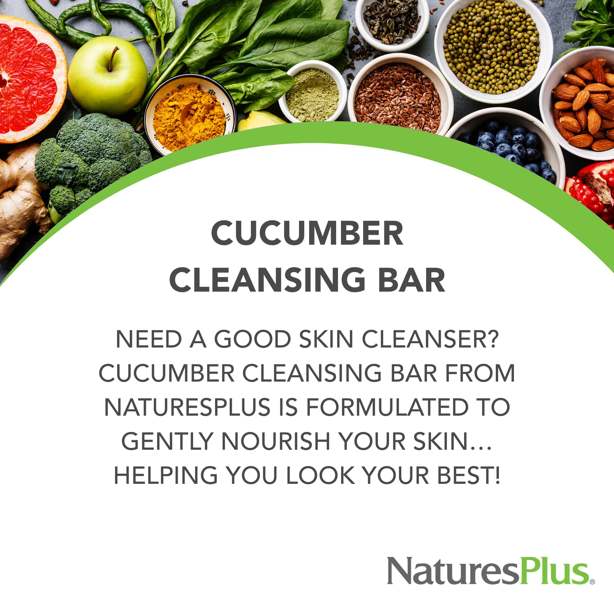 Natures Plus Cucumber Moisturizing Cleansing Bar - 3.5 Ounce - Gentle Cleansing, Emollient Rich - Aromatherapeutic Essential Oils - 100% Pure Ingredients & Plant Extracts - Vegan