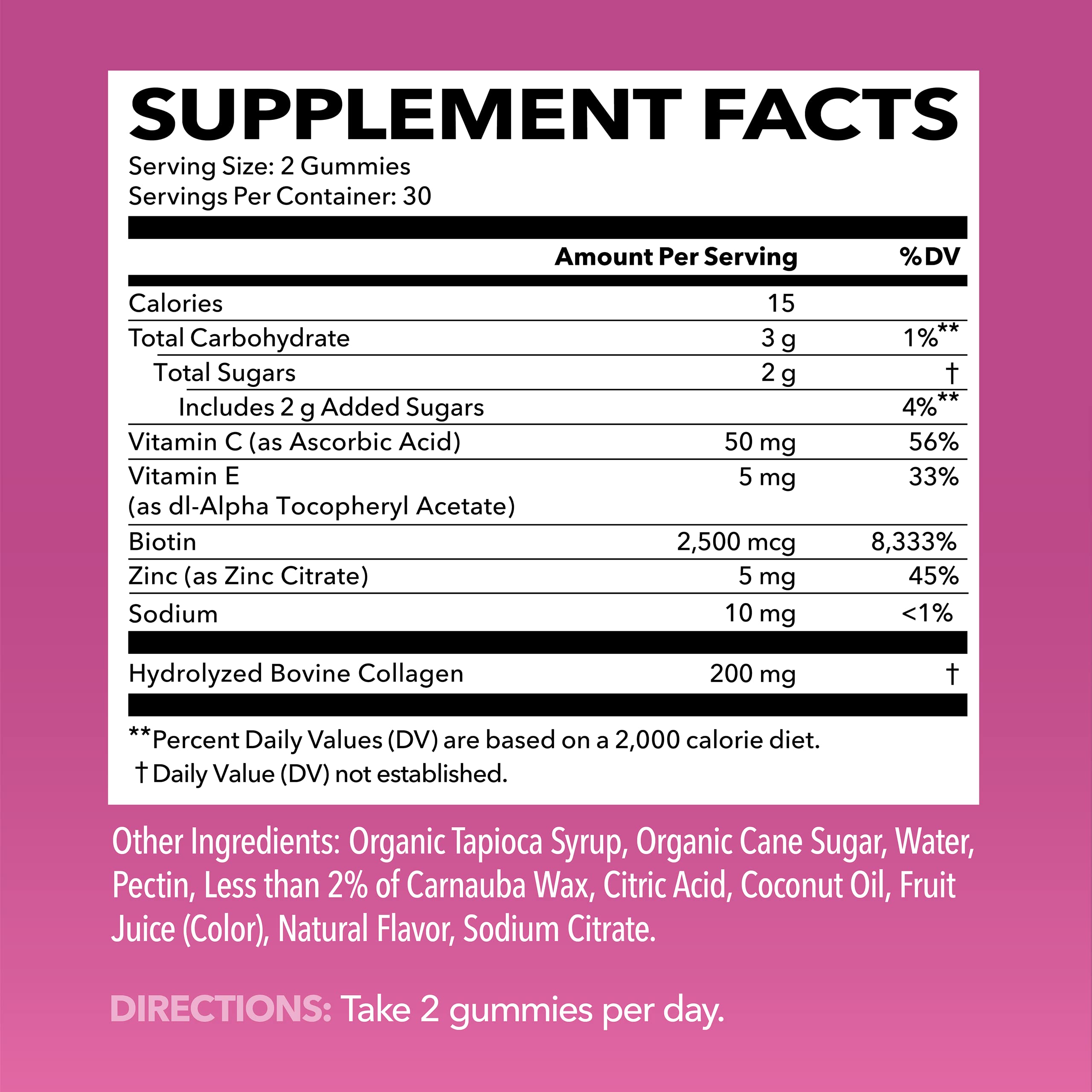 Collagen Gummies for Women and Men - 2500mcg Biotin, Zinc, Vitamin C & E to Promote Hair, Skin & Nail Health - GLP-1 Nutritional Support - Pectin-Based, Non-GMO, Lemon Flavor, 1-Month Supply