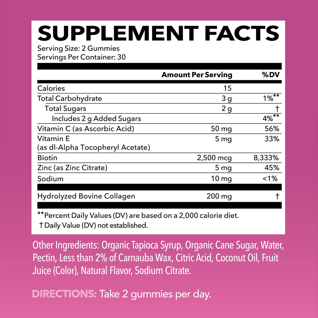 Collagen Gummies for Women and Men - 2500mcg Biotin, Zinc, Vitamin C & E to Promote Hair, Skin & Nail Health - GLP-1 Nutritional Support - Pectin-Based, Non-GMO, Lemon Flavor, 1-Month Supply