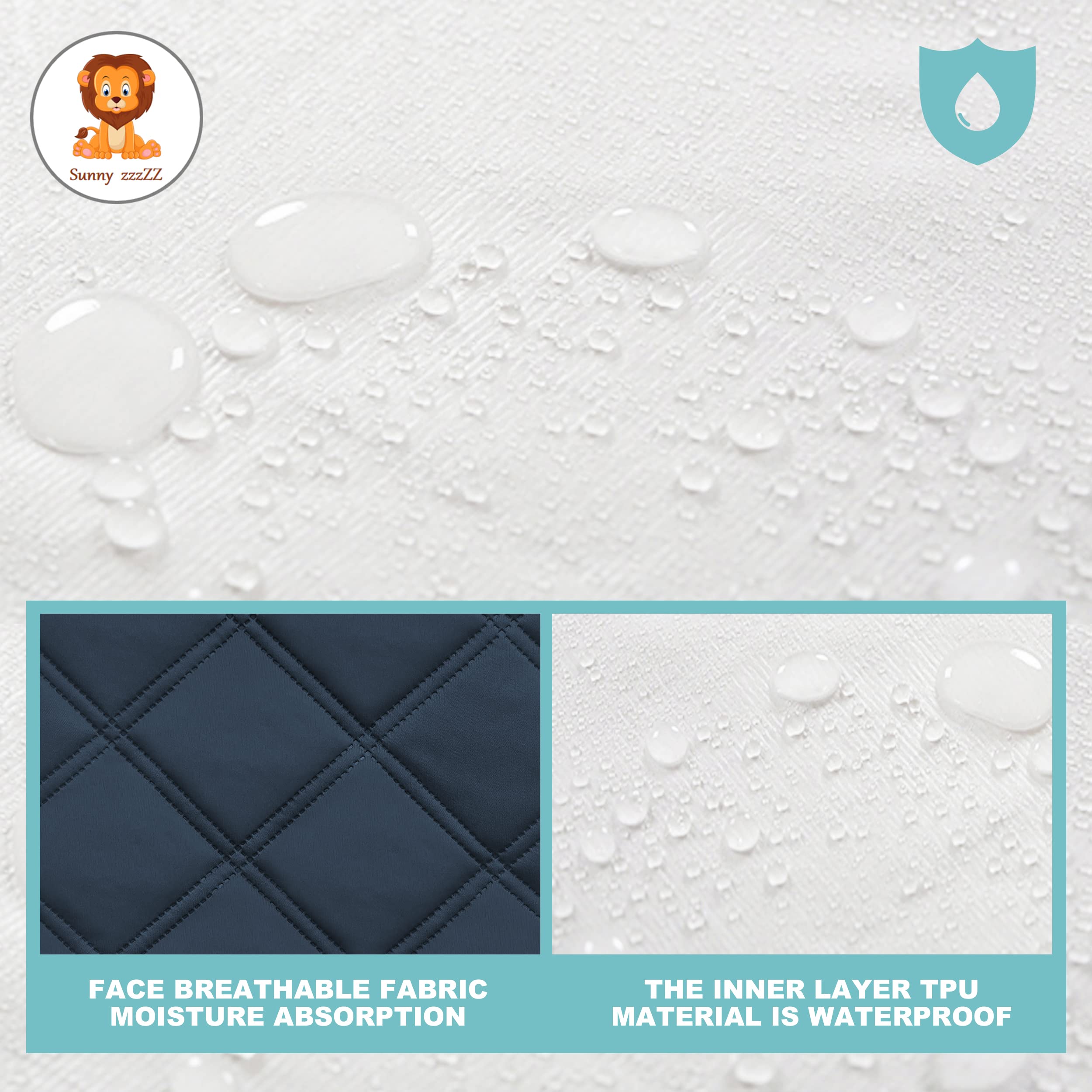 Sunny zzzZZ 6 Pack Baby Waterproof Changing Pad Liners - Quilted Thicker Ultra Soft Changing Table Cover Liners - Durable & Easy to Clean - Navy Blue - 23 x 11