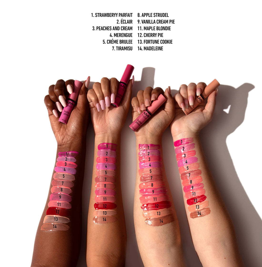 NYX PROFESSIONAL MAKEUP Butter Gloss - Pack Of 3 Lip Gloss (Angel Food Cake, Creme Brulee, Madeleine)