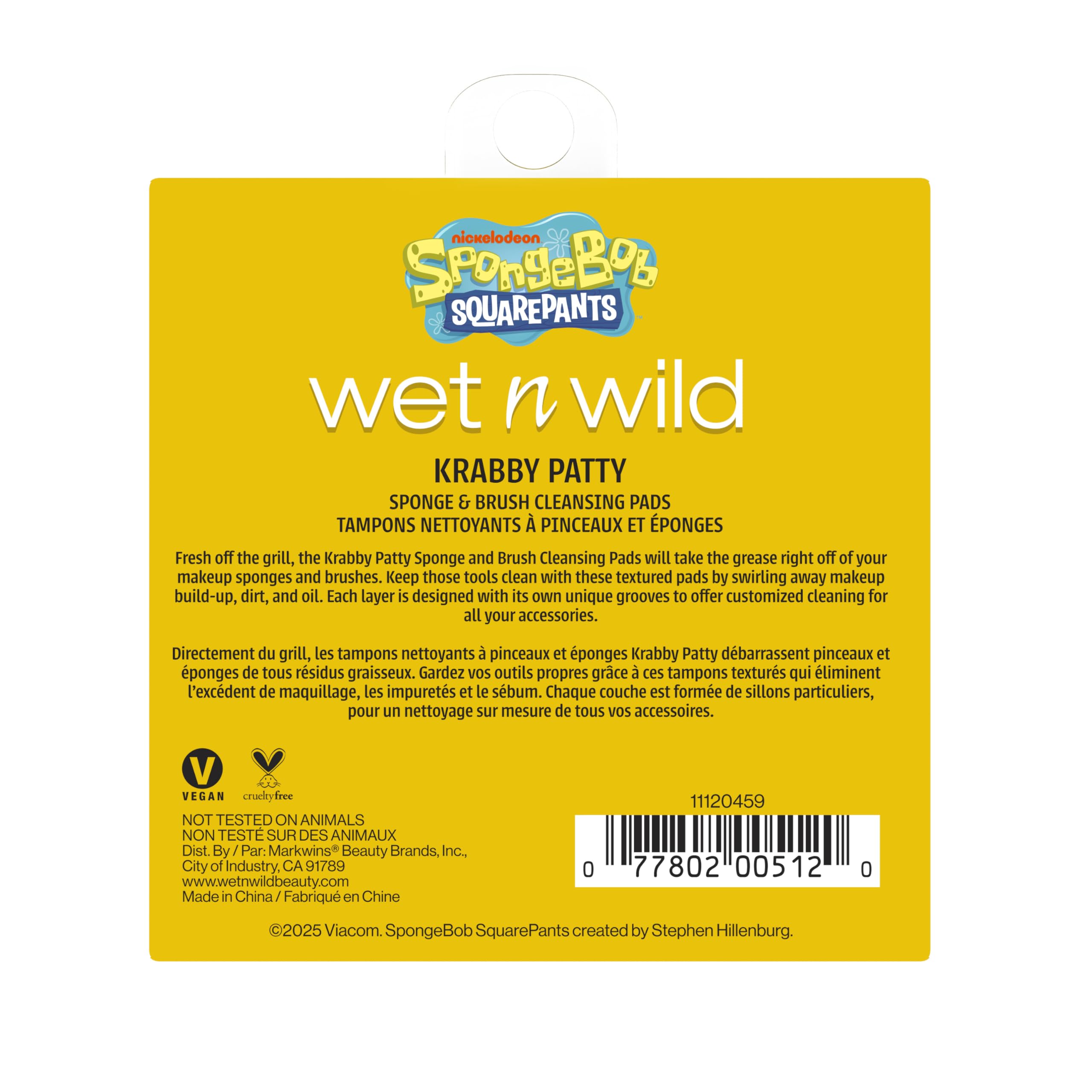 wet n wild SpongeBob Sponge & Brush Cleansing Pads, Flexible Silicone Cleaning Surface, Deep-Cleans All Brush Sizes – Krabby Patty