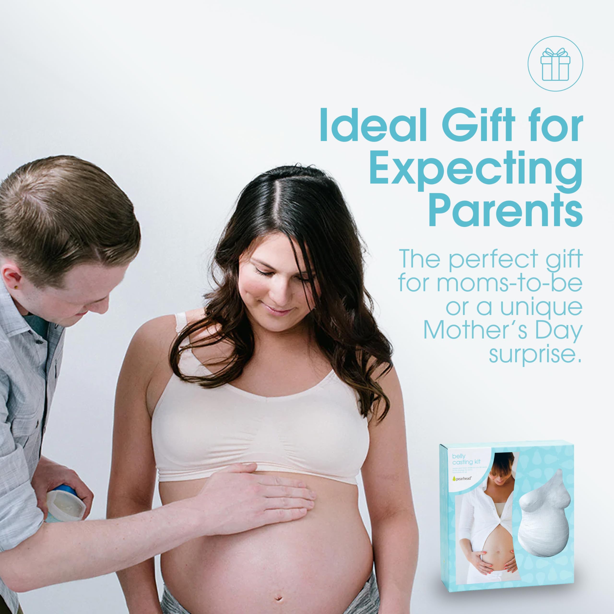 Pearhead Belly Casting Kit, Pregnancy Keepsake Making Kit, Easy DIY Plaster Cast Baby Bump Keepsake, Baby Gift For Expecting Moms and Ideal Nursery Decor, White