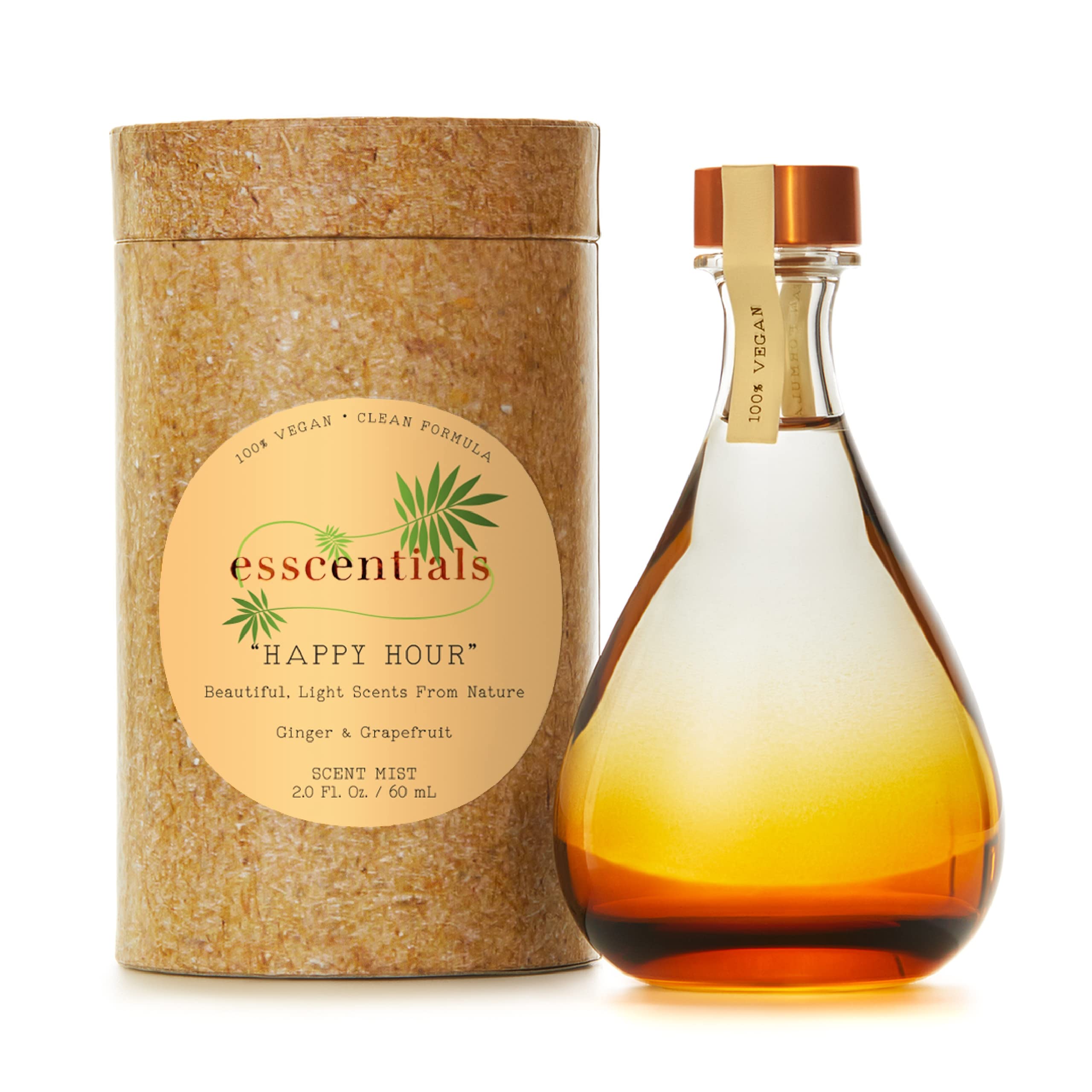 ESSCENTIALS Happy Hour Fragrance Mist | Light, Buildable, Spray Fragrance Featuring Subtle Notes Of Ginger & Grapefruit, 2.0 oz / 60mL