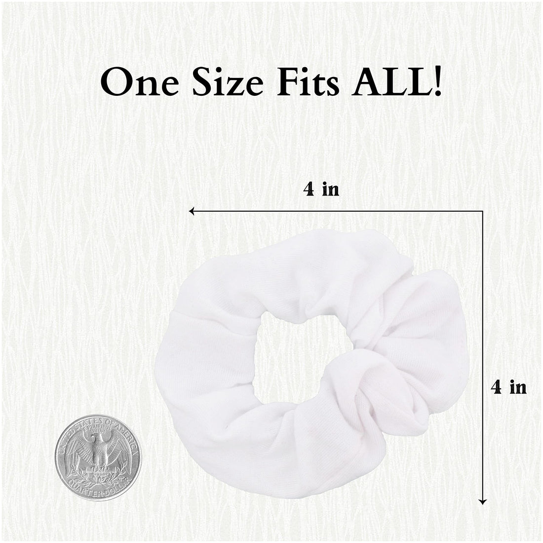 6 White 3 Black : Set of 9 Solid Scrunchies - 6 White and 3 Black