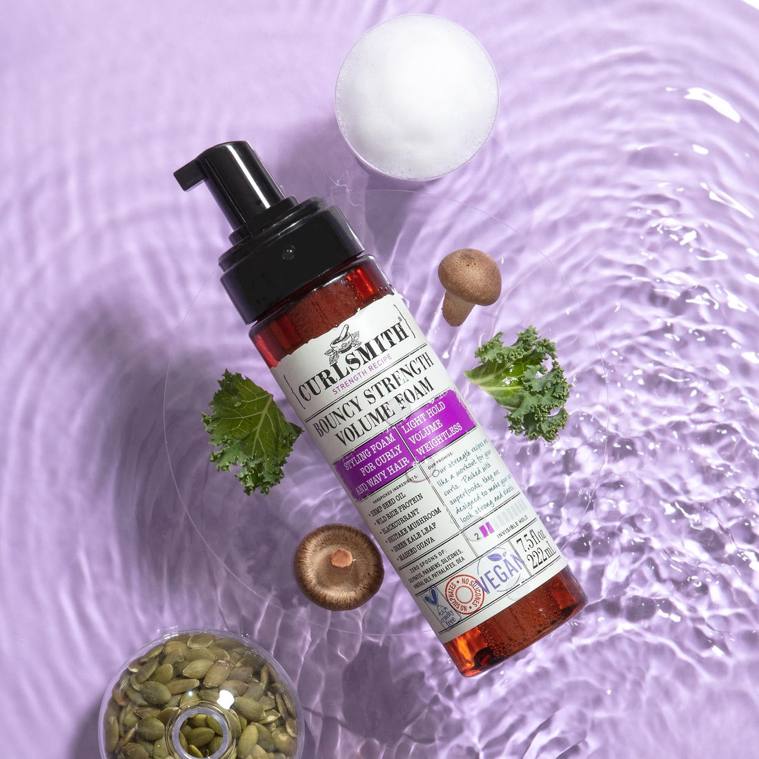 Curlsmith - Bouncy Strength Volume Foam, Styling Foam for Curly & Wavy Hair, Light Hold (7.5 fl oz)