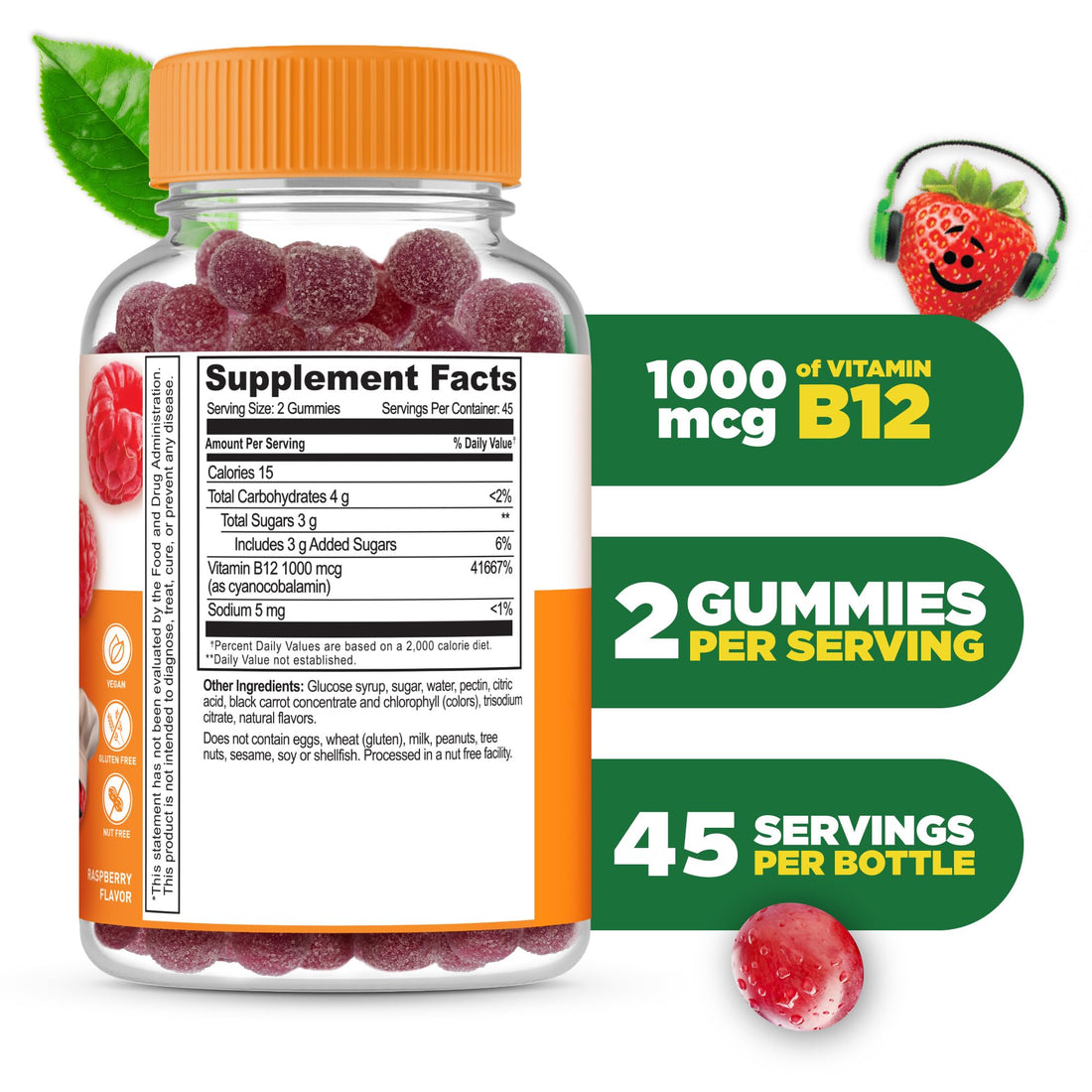 Lifeable Vitamin B12 for Kids | 1000 mcg | Great Tasting Vitamin B12 Gummies | Gluten Free, Vegan B12 Vitamins | B12 Vitamins for Energy, Mood and Nervous System Support | 90 Gummies