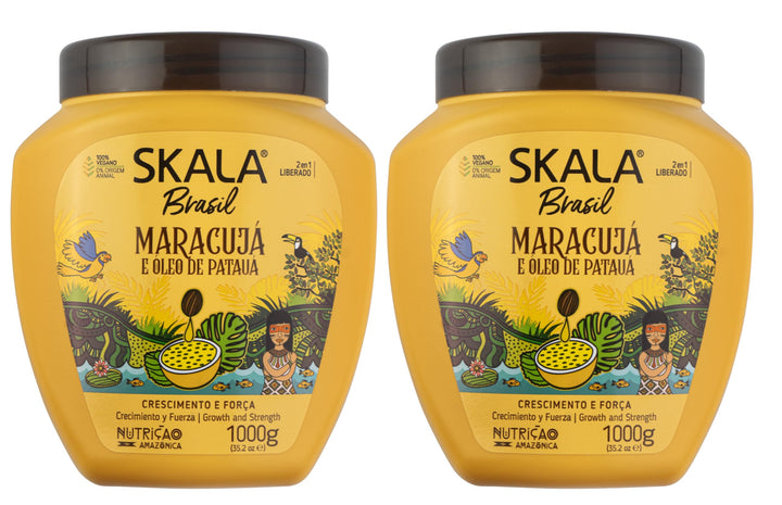 Skala Maracuja Passion Fruit Hair Treatment, 2 Pack (1000g each) - Vegan, Cruelty-Free, Silicone, Sulfate & Paraben Free - Brazilian Moisturizing & Nourishing Formula for Curls