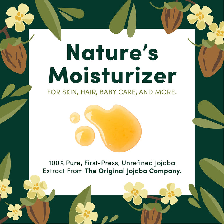 HobaCare 100% Pure Organic Jojoba Baby Oil - Body & Scalp Massaging Oil for Skin, Hair, and Nails - Helps to Fight Cradle Cap and Dry Skin (4.22 fl oz)