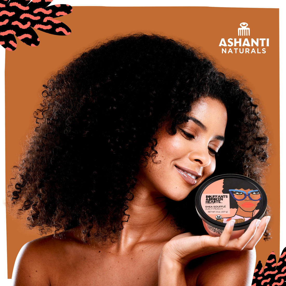 Ashanti Naturals Scented Whipped Shea Butter for Skin | Moisturizing African Raw Shea Butter, Almond Oil and Coconut (Juicy Peach Souffle, 8oz)