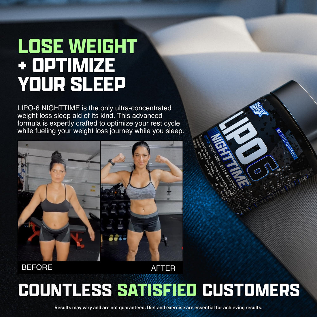 Nutrex Lipo 6 Nighttime Fat Burner | Melatonin Sleep Aid & Weight Loss Diet Pills for Men and Women | Night Time Metabolism Booster Appetite Suppressant | 30 Servings (1)