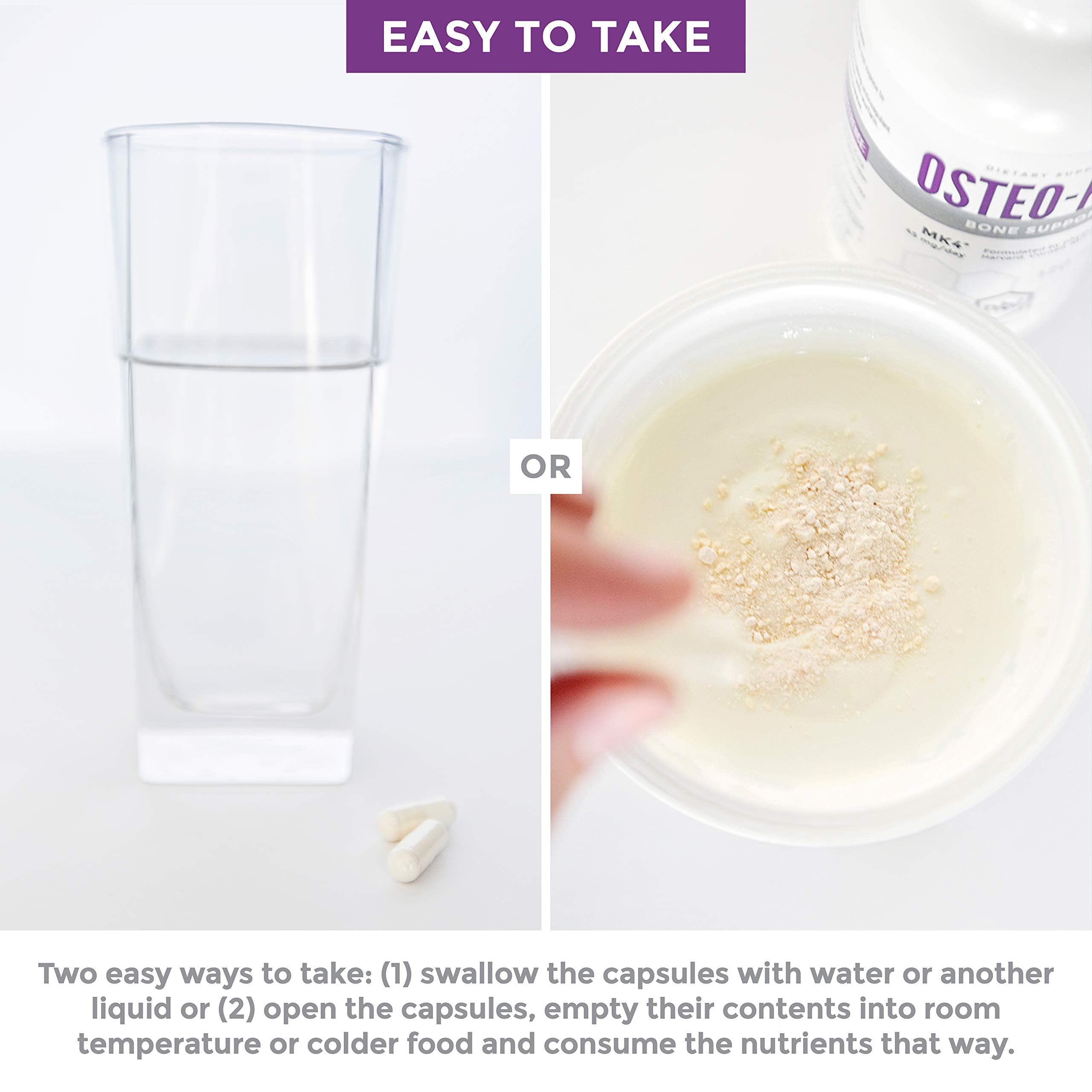 NBI Osteo-K Bone Support - Mini | Vitamin D & K Complex with Calcium Citrate Supplement | 45mg Vitamin K2 (MK4) for Strong Bone Health & Function | 120ct Veggie Capsules