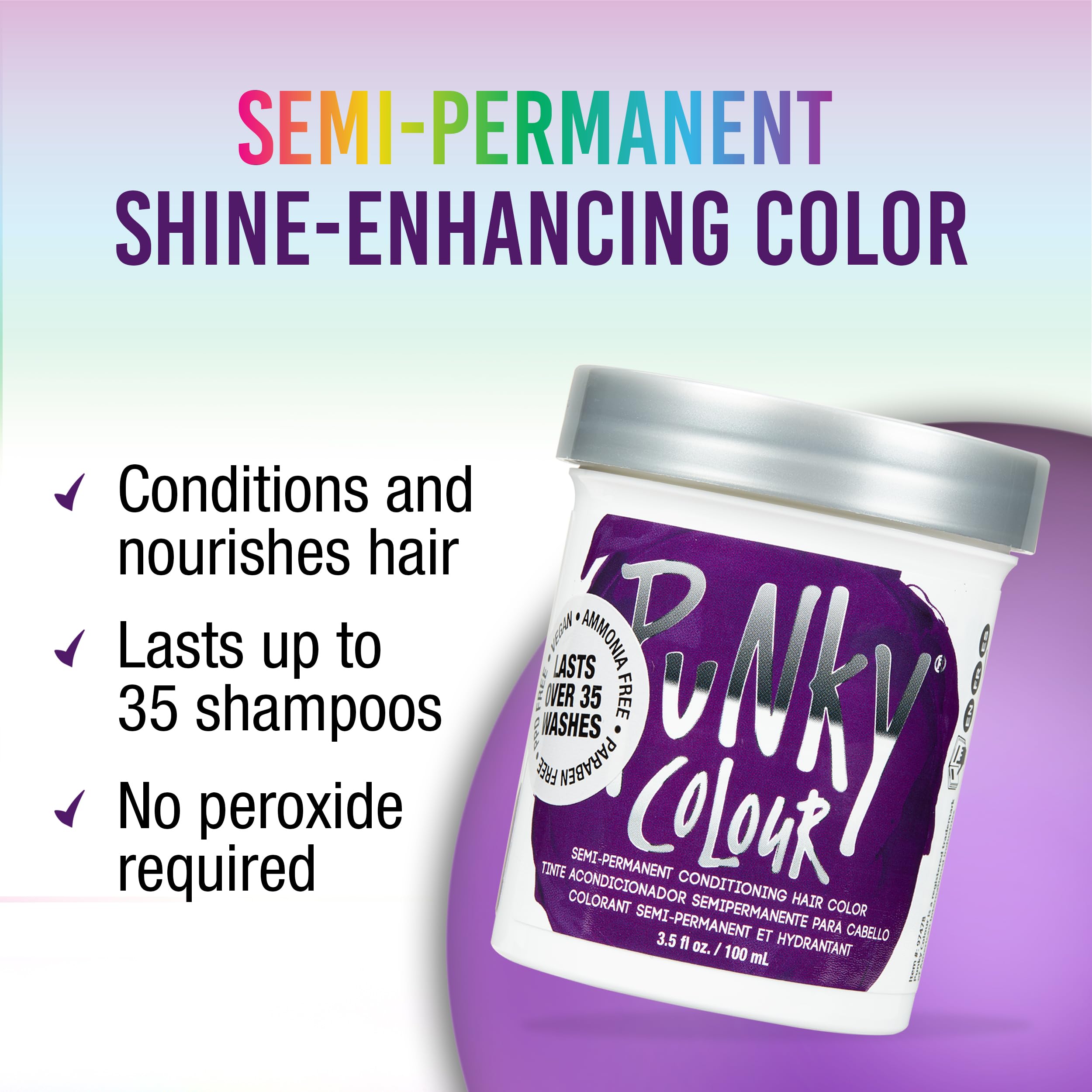 Punky Jerome Russell Punky Semi Permanent Hair Color Conditioning, 100ml - Purple (Pack of 1)