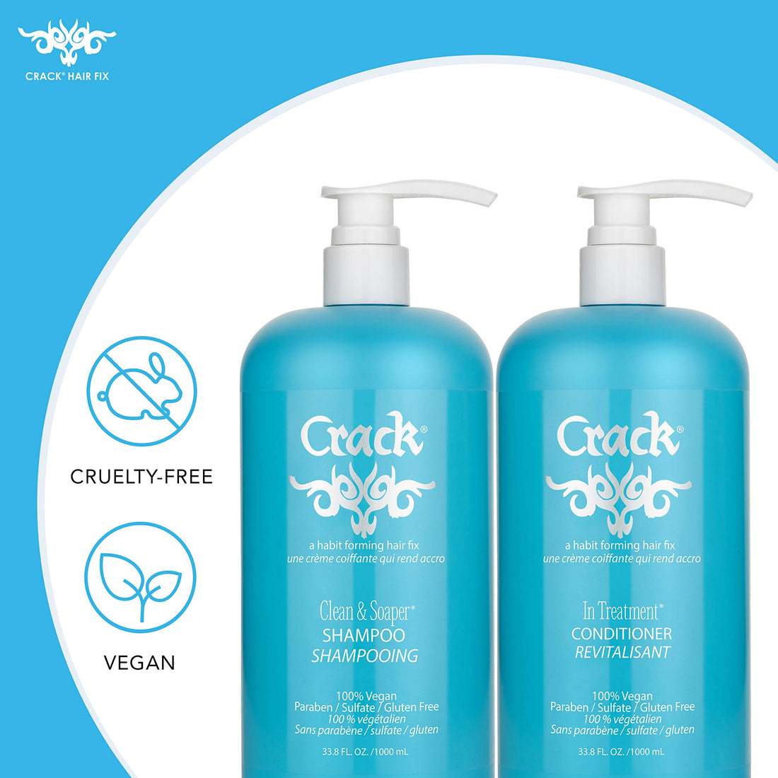 CRACK CLEAN & SOAPER SHAMPOO & IN TREATMENT CONDITIONER 33.8 OZ PUMP INCLUDED